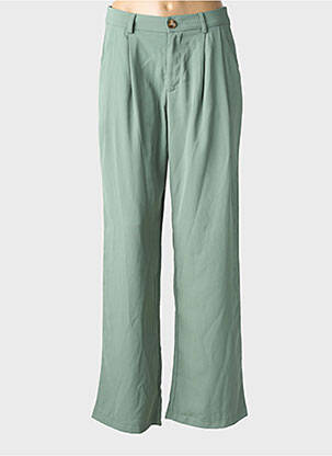 Pantalon large tissage crêpe taille haute vert INDIE+MOI femme
