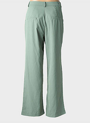 Pantalon large tissage crêpe taille haute vert INDIE+MOI femme