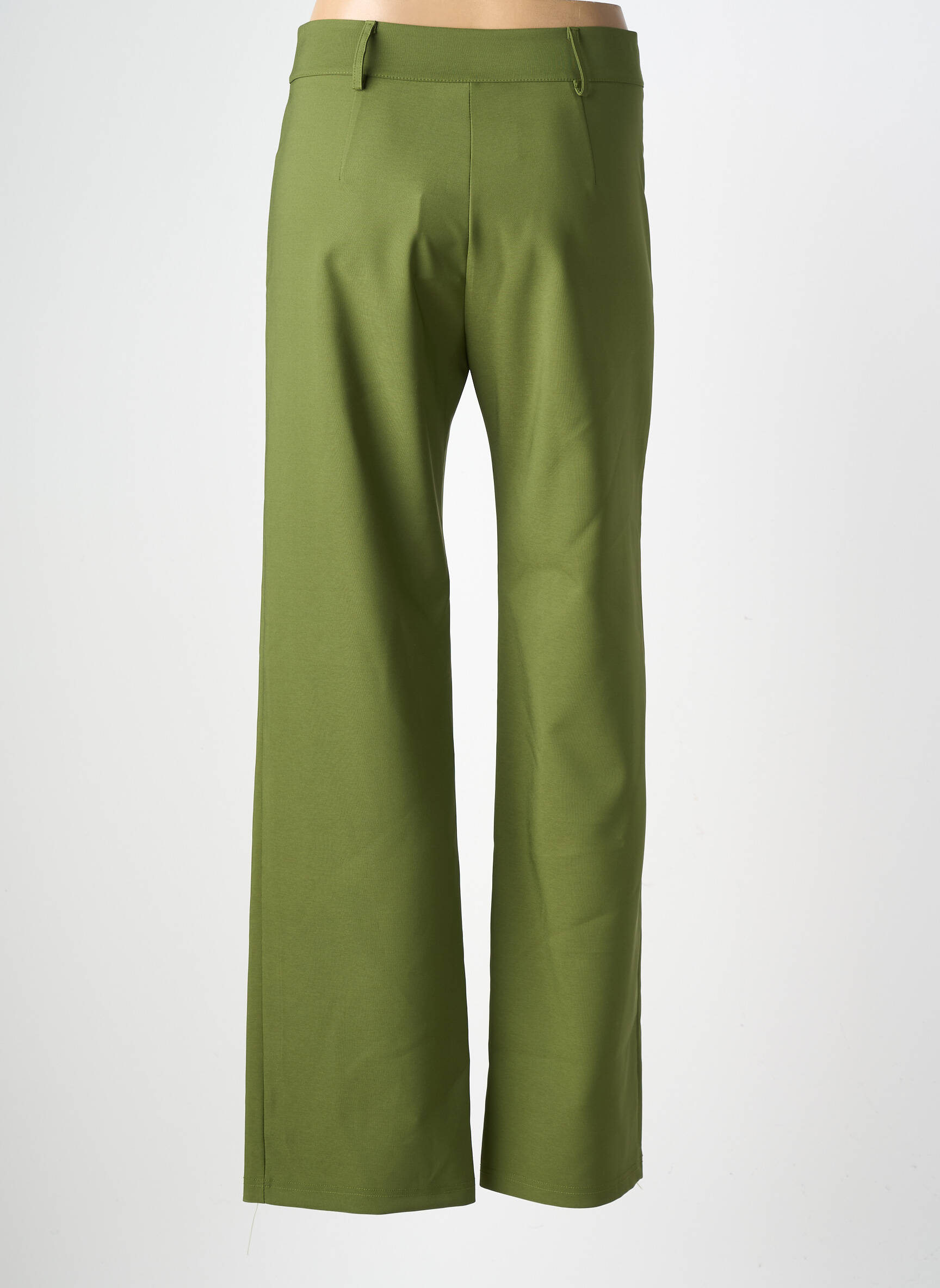Pantalon droit tissage crêpe taille haute vert HALOGENE femme