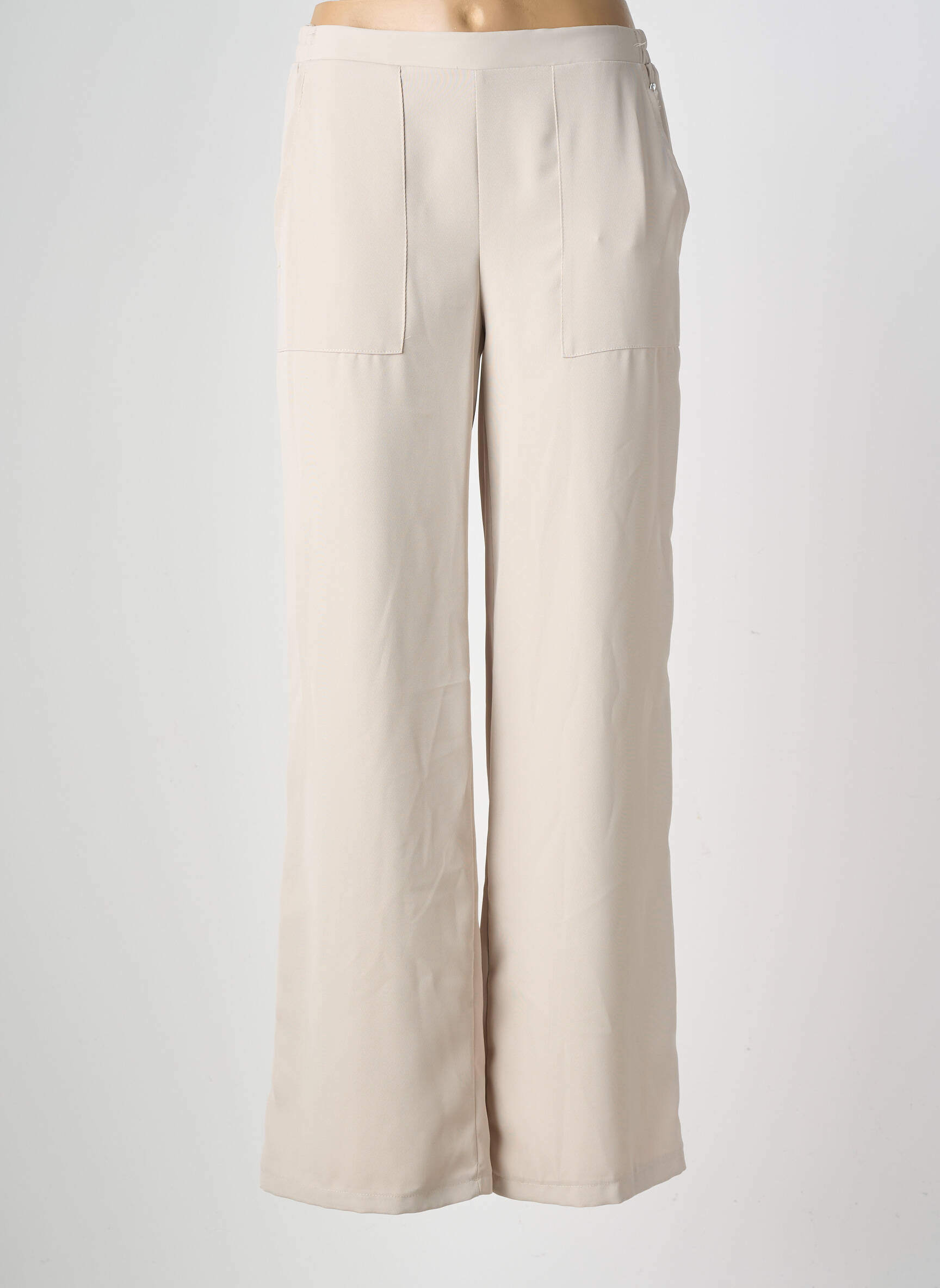 Pantalon large tissage crêpe taille normale beige EMA BLUE'S femme