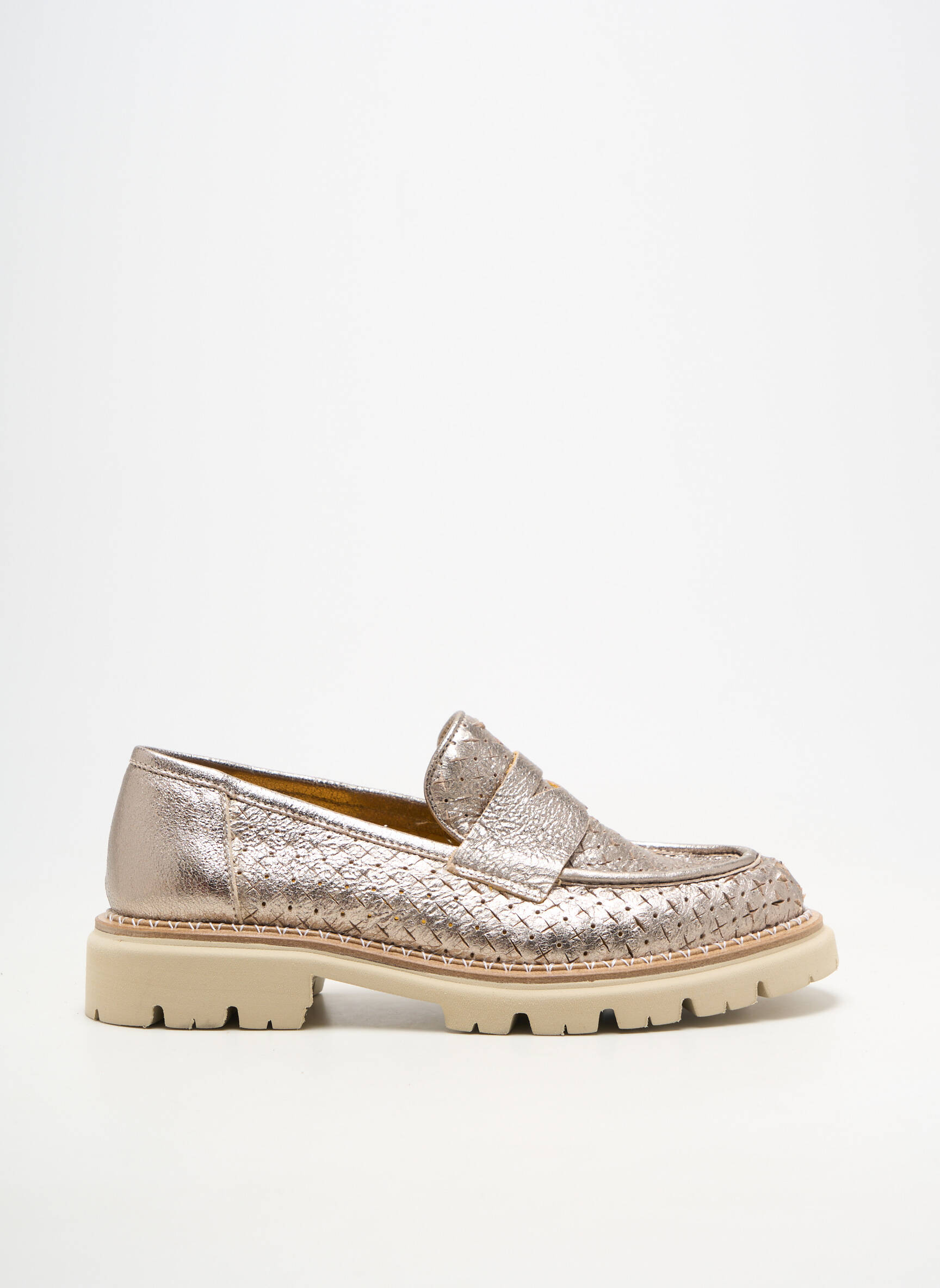 Mocassins matière lisse talon plat jusqu'à 3cm or MAT:20 femme