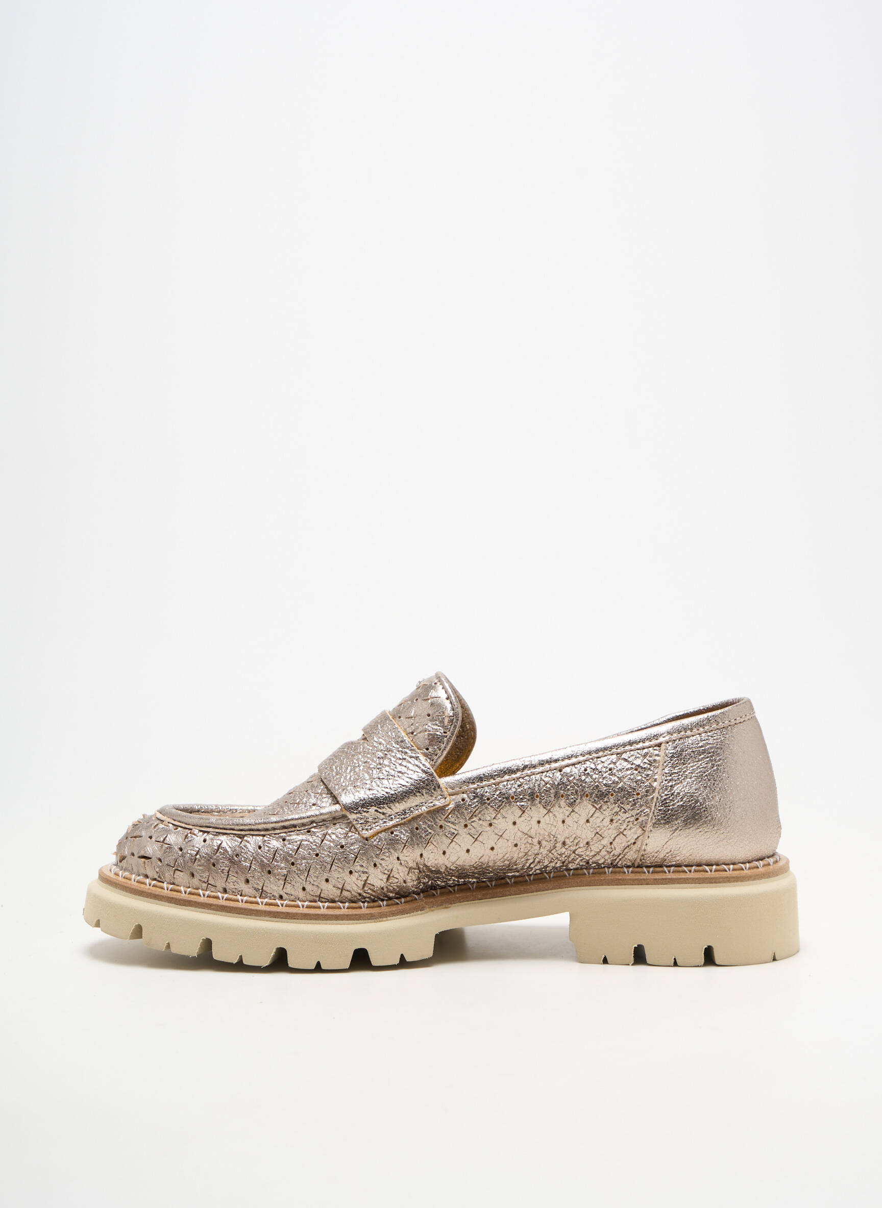 Mocassins matière lisse talon plat jusqu'à 3cm or MAT:20 femme