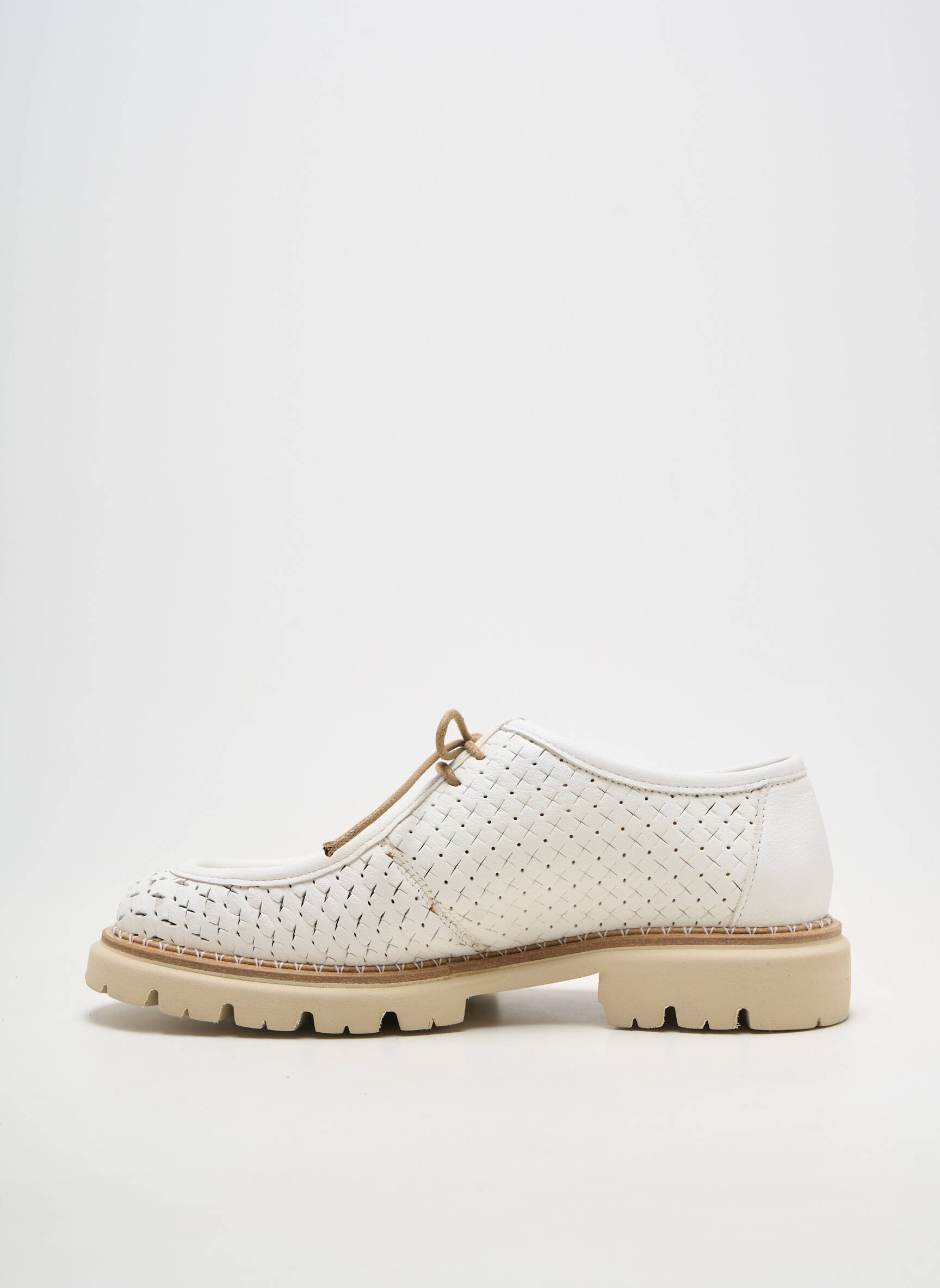 Derbies matière lisse talon plat jusqu'à 3cm blanc MAT:20 femme