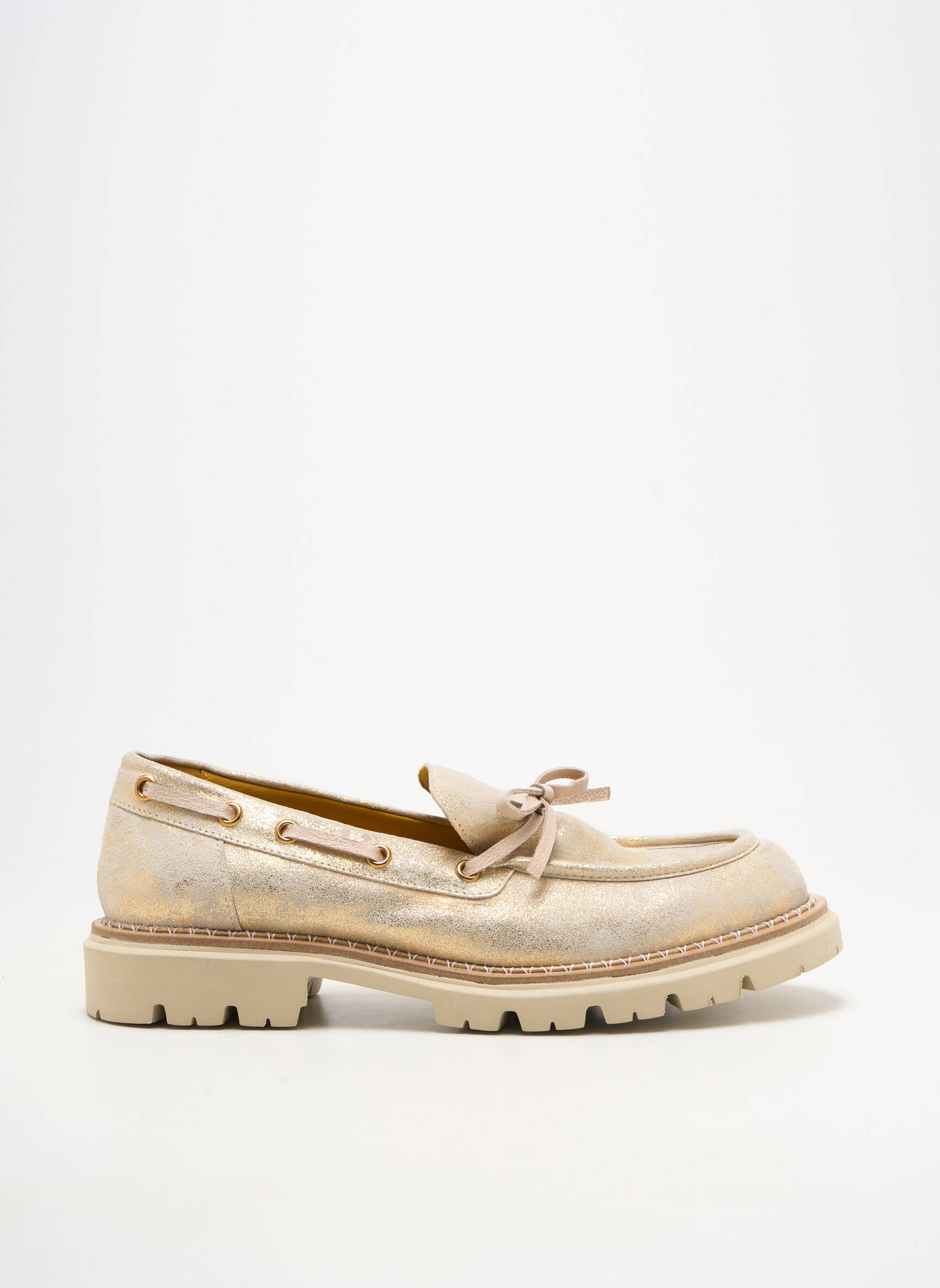 Mocassins matière lisse talon plat jusqu'à 3cm or MAT:20 femme