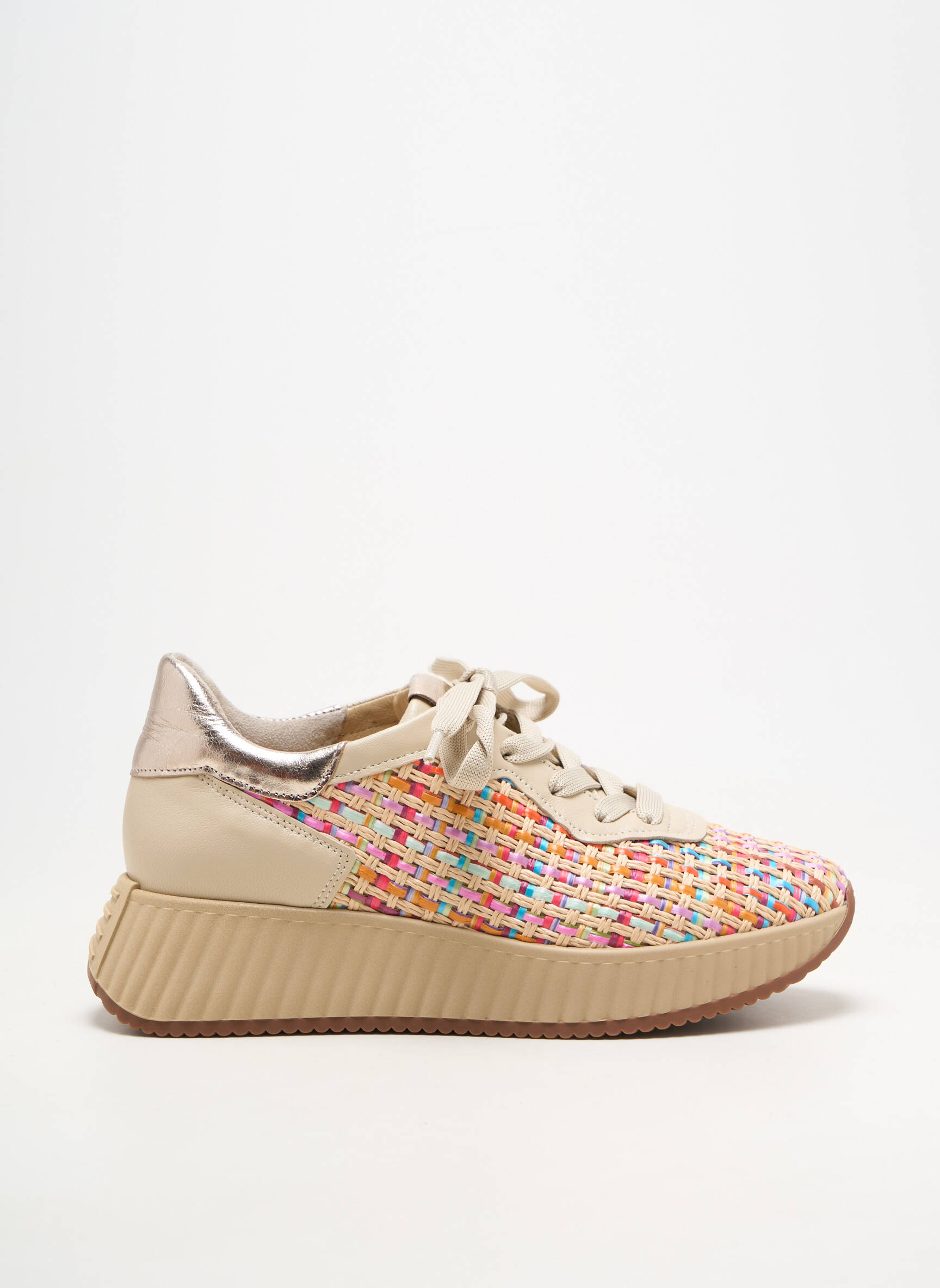 Baskets bout rond talon de 4 à 6cm beige SOFTWAVES femme