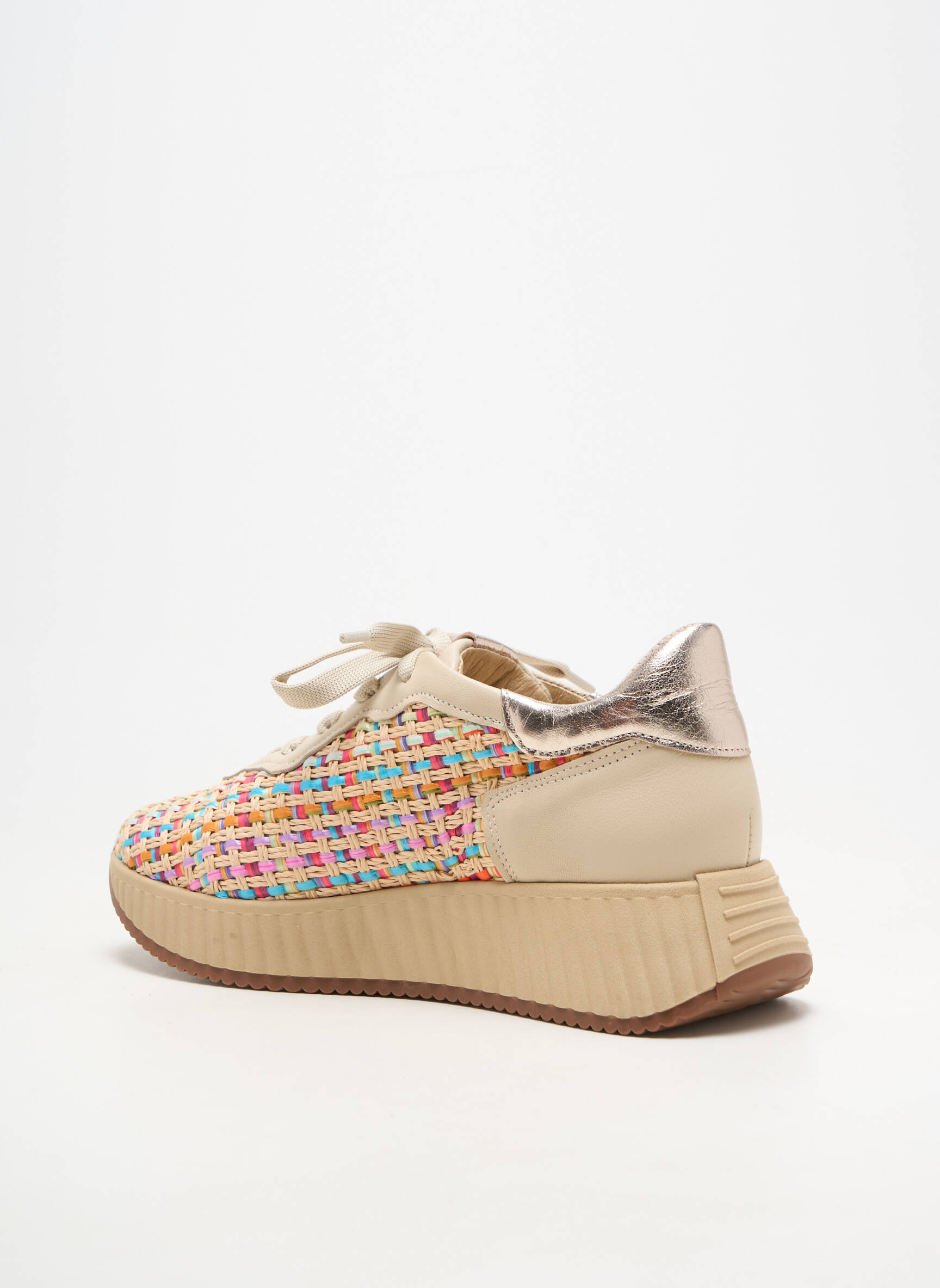 Baskets bout rond talon de 4 à 6cm beige SOFTWAVES femme