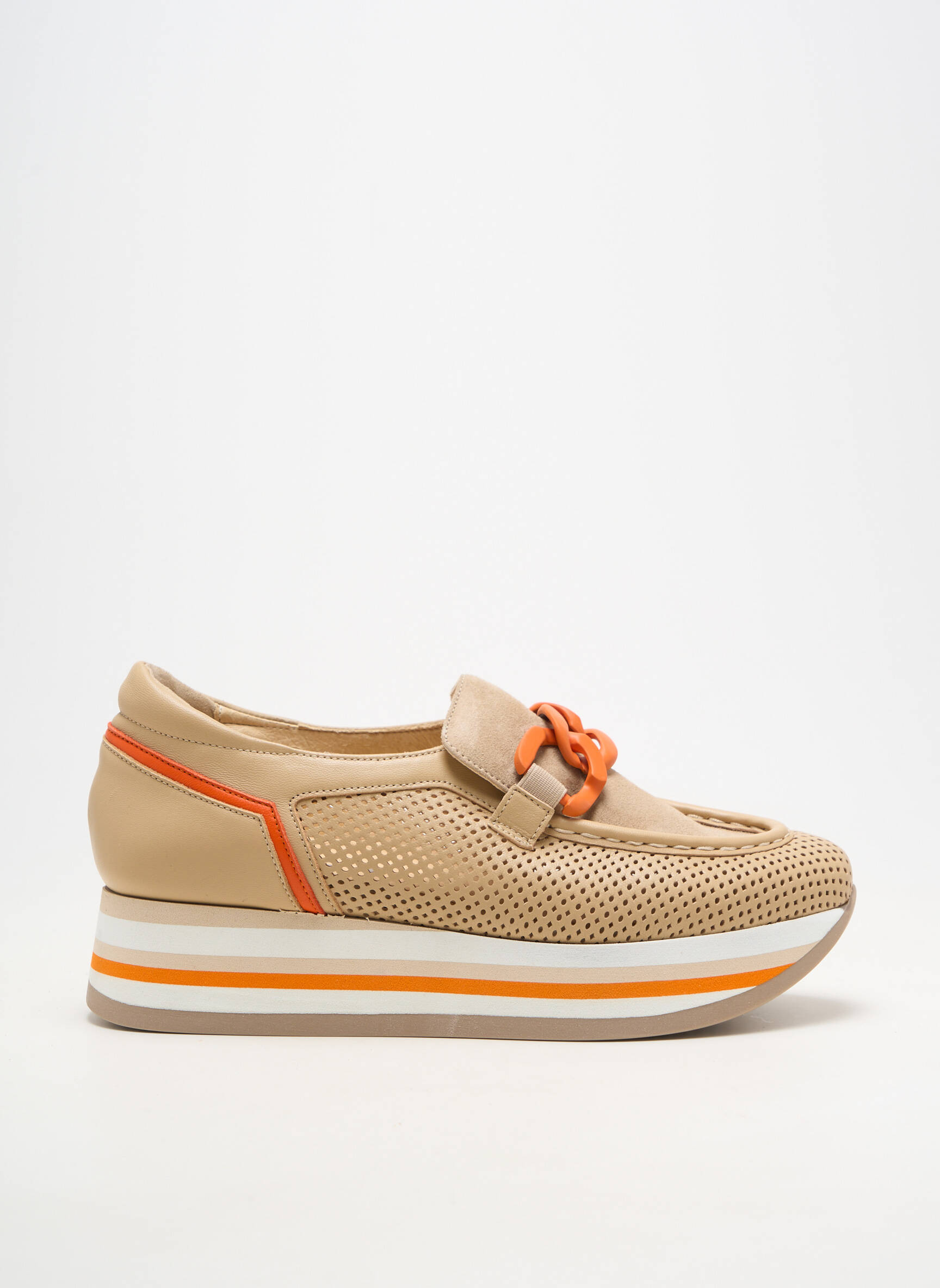 Baskets matière lisse talon de 4 à 6cm beige SOFTWAVES femme
