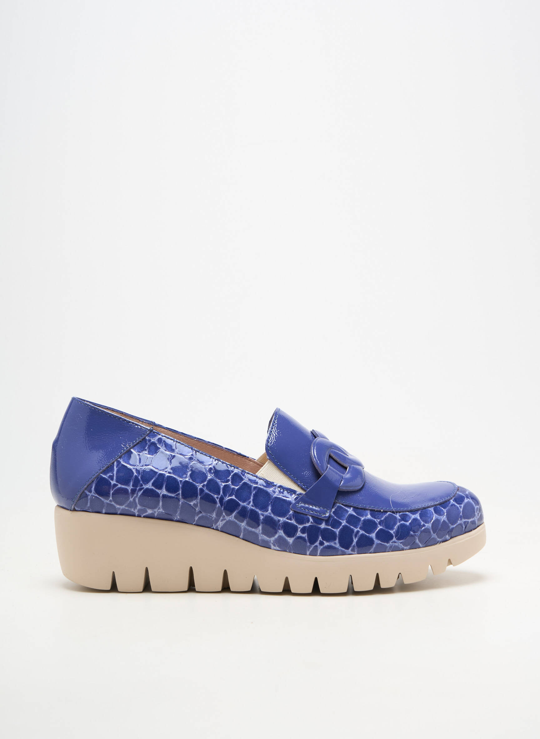 Mocassins matière lisse talon de 4 à 6cm bleu WONDERS femme