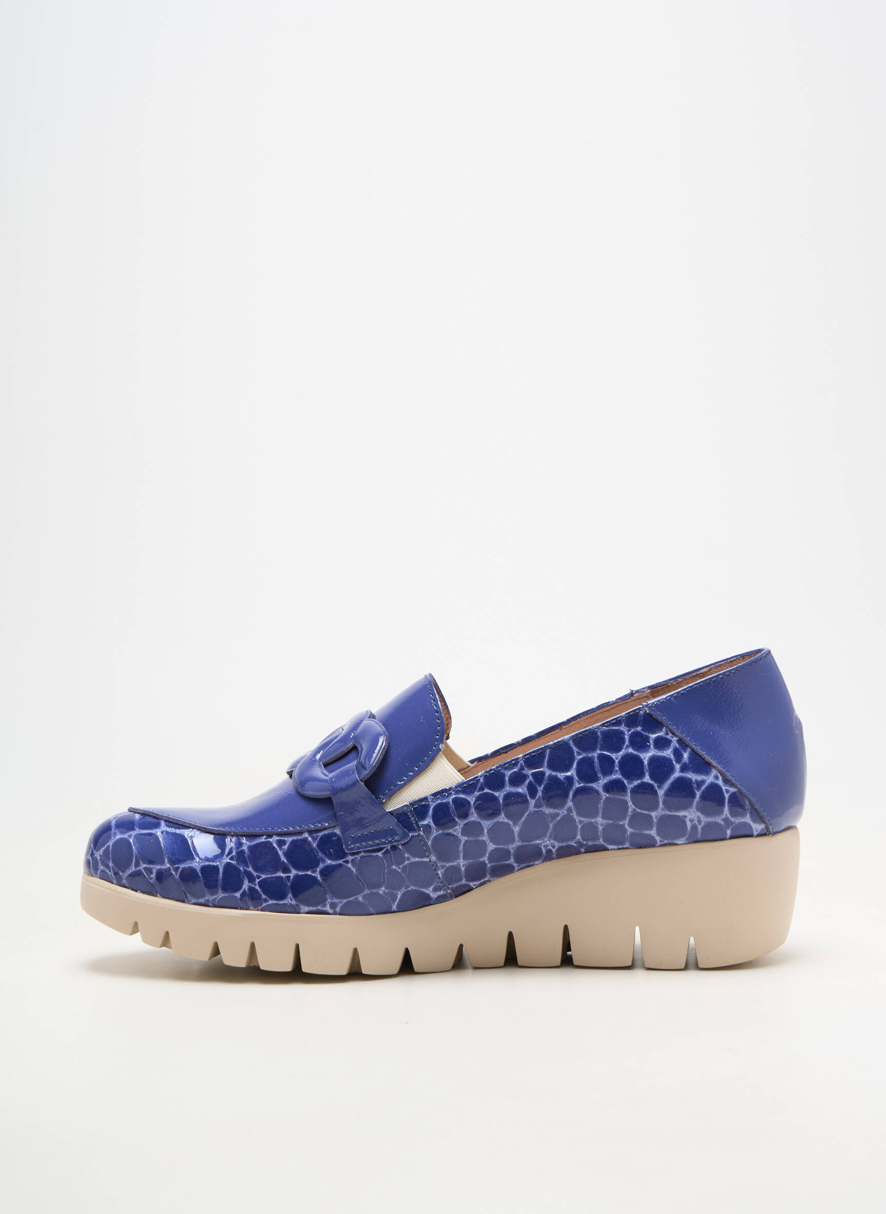 Mocassins matière lisse talon de 4 à 6cm bleu WONDERS femme