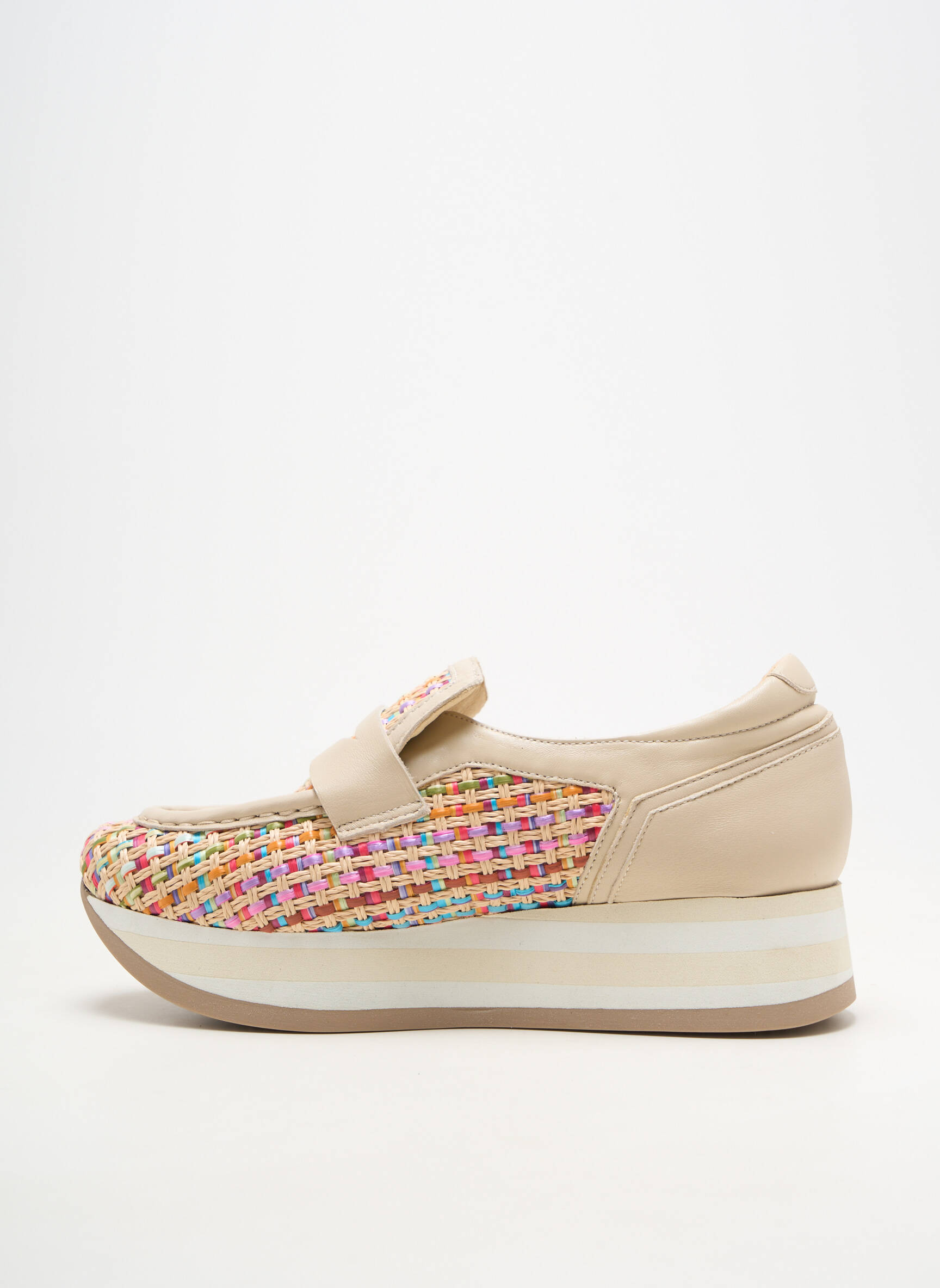 Baskets matière lisse talon de 4 à 6cm beige SOFTWAVES femme