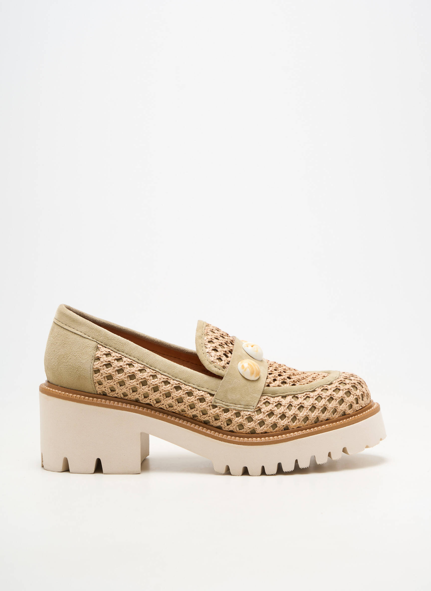 Mocassins bout rond talon de 4 à 6cm vert MAM'ZELLE femme