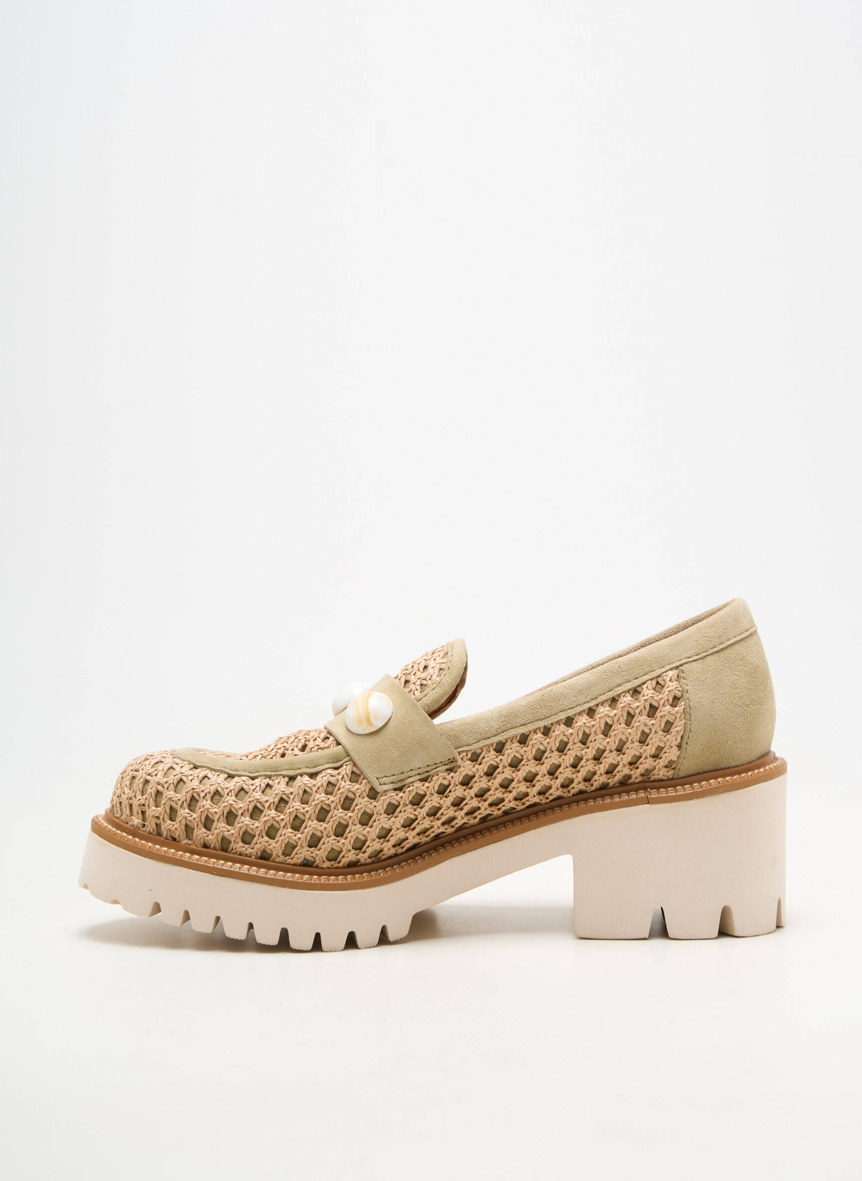 Mocassins bout rond talon de 4 à 6cm vert MAM'ZELLE femme