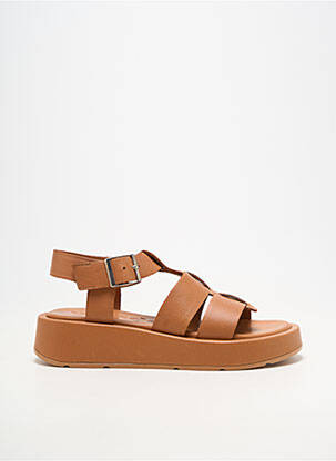 Sandales/nu pieds matière lisse talon plat jusqu'à 3cm marron WONDERS femme