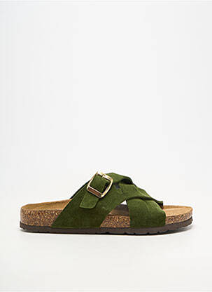 Mules/sabots bout ouvert talon plat jusqu'à 3cm vert ALENOA femme