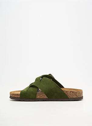 Mules/sabots bout ouvert talon plat jusqu'à 3cm vert ALENOA femme