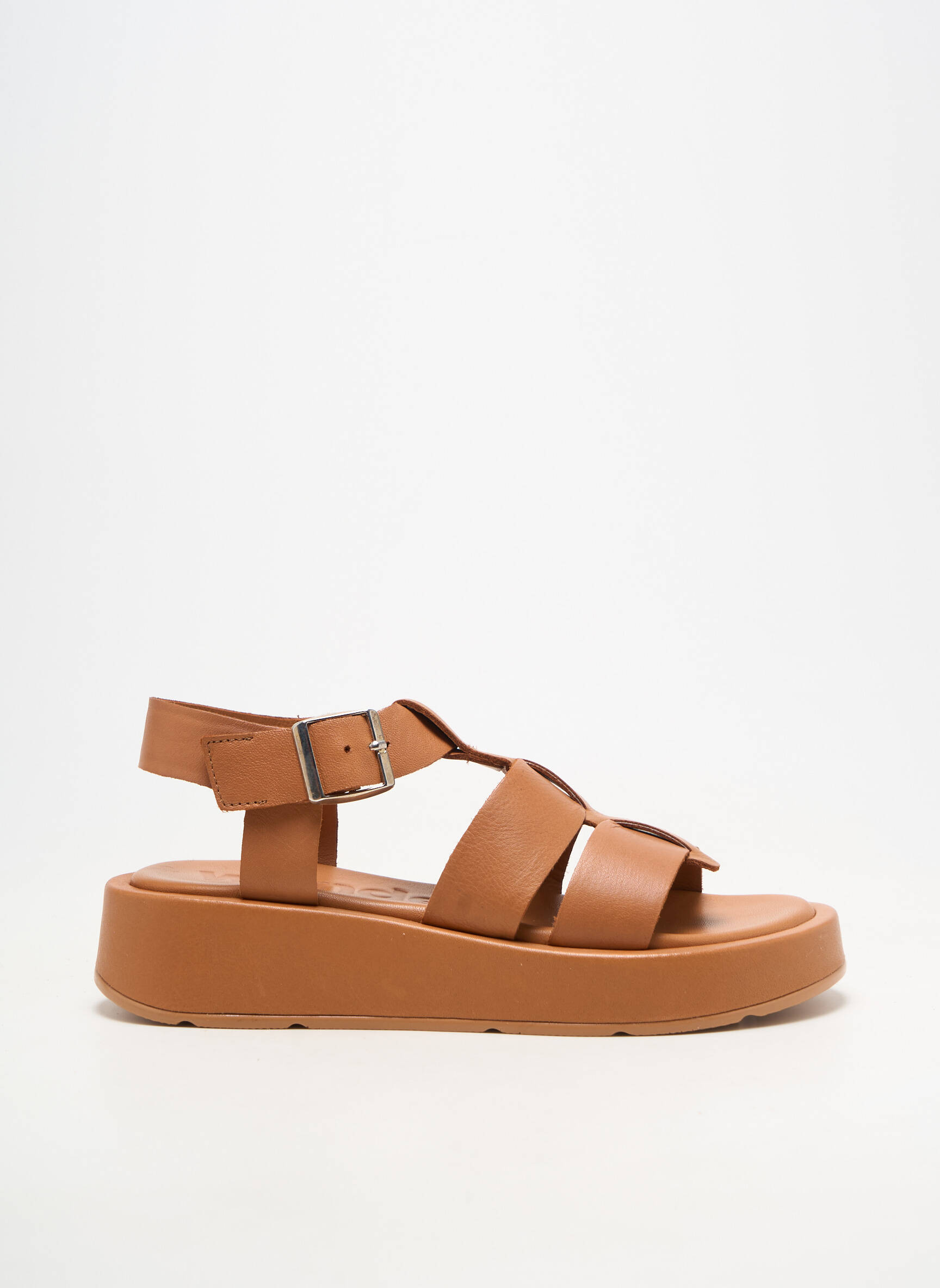 Sandales/nu pieds matière lisse talon plat jusqu'à 3cm marron WONDERS femme