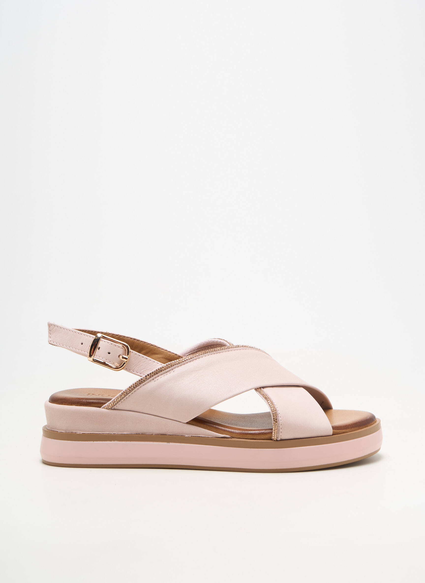 Sandales/nu pieds matière lisse talon plat jusqu'à 3cm rose INUOVO femme