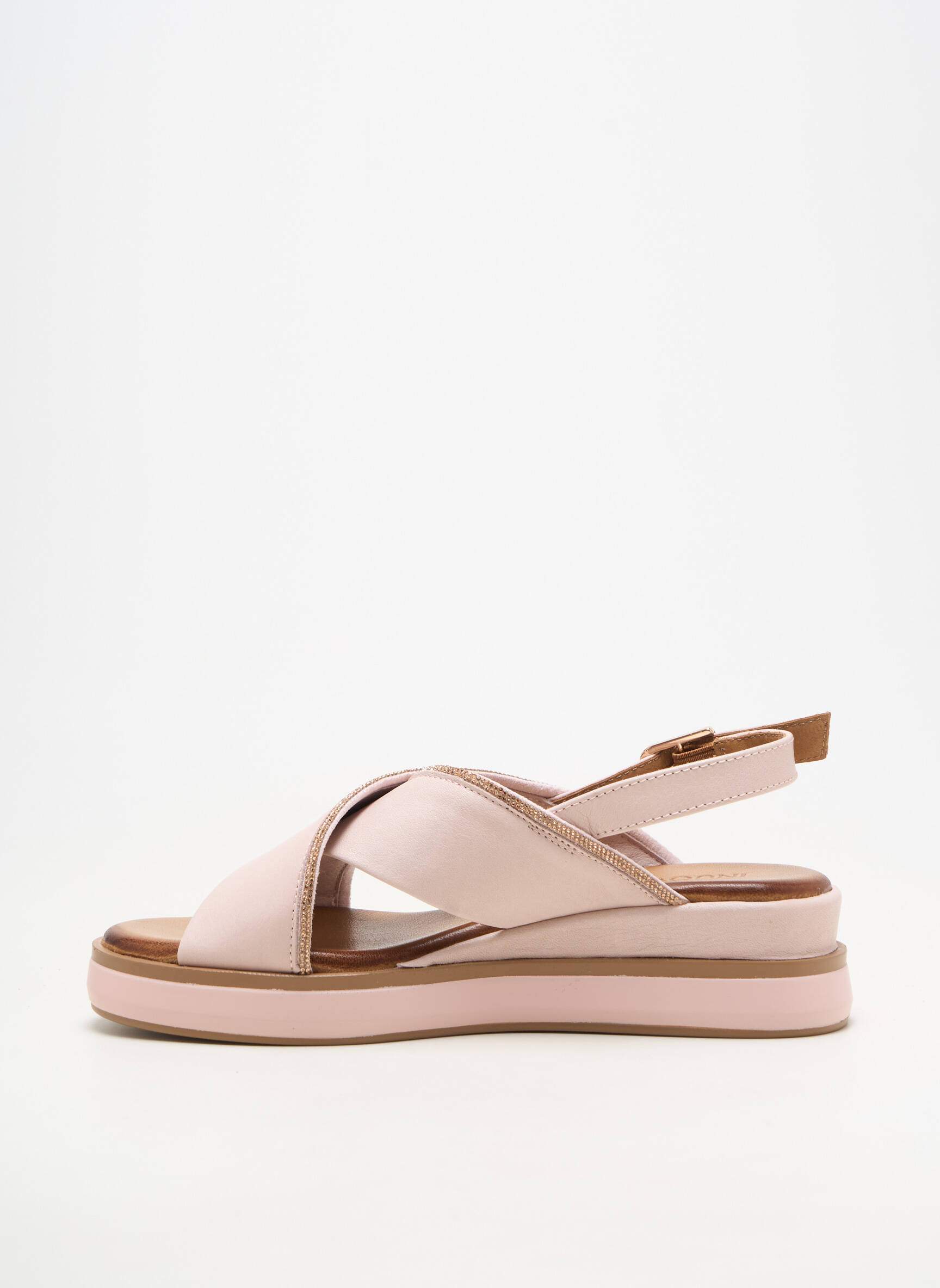 Sandales/nu pieds matière lisse talon plat jusqu'à 3cm rose INUOVO femme