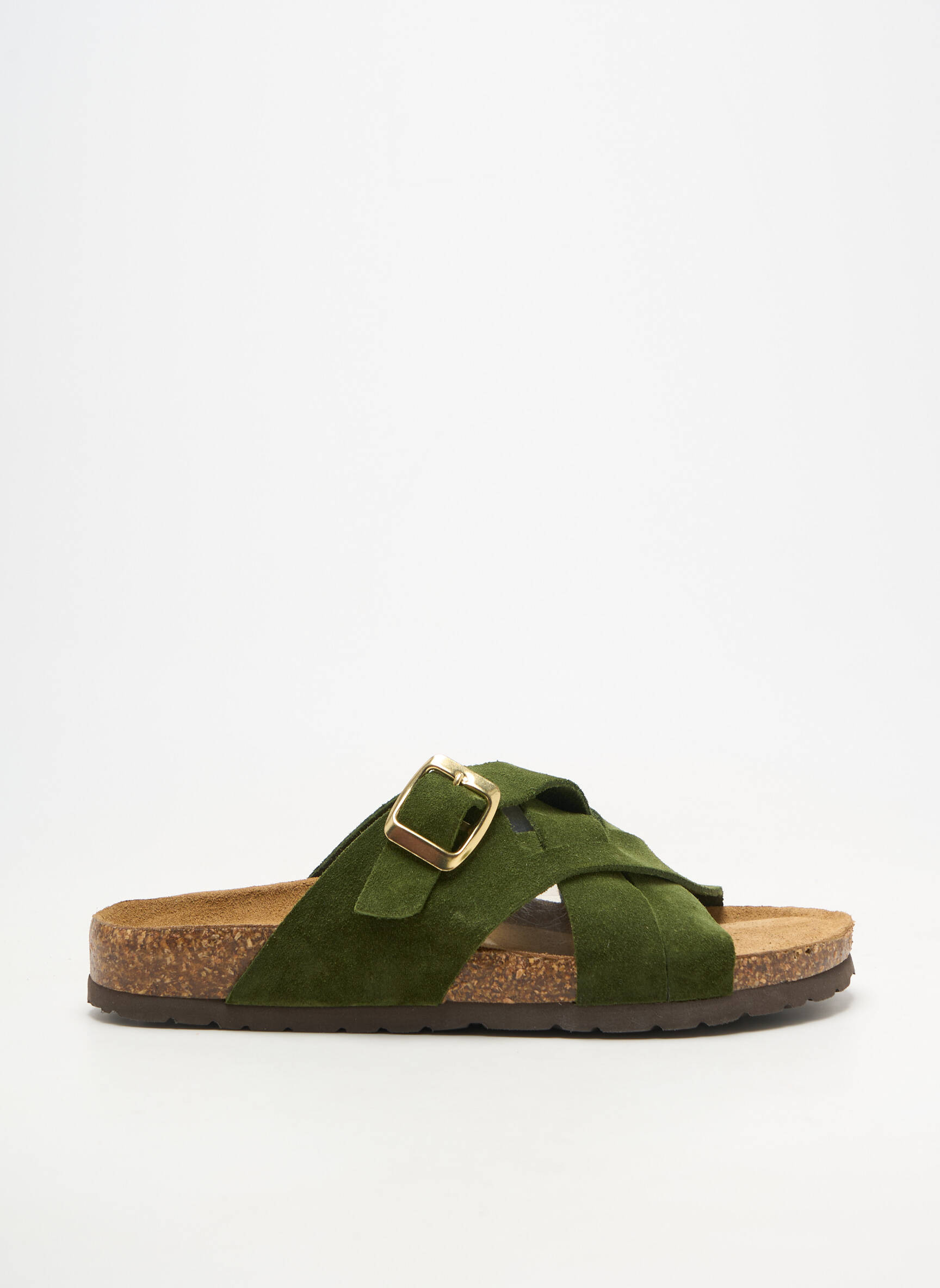 Mules/sabots bout ouvert talon plat jusqu'à 3cm vert ALENOA femme