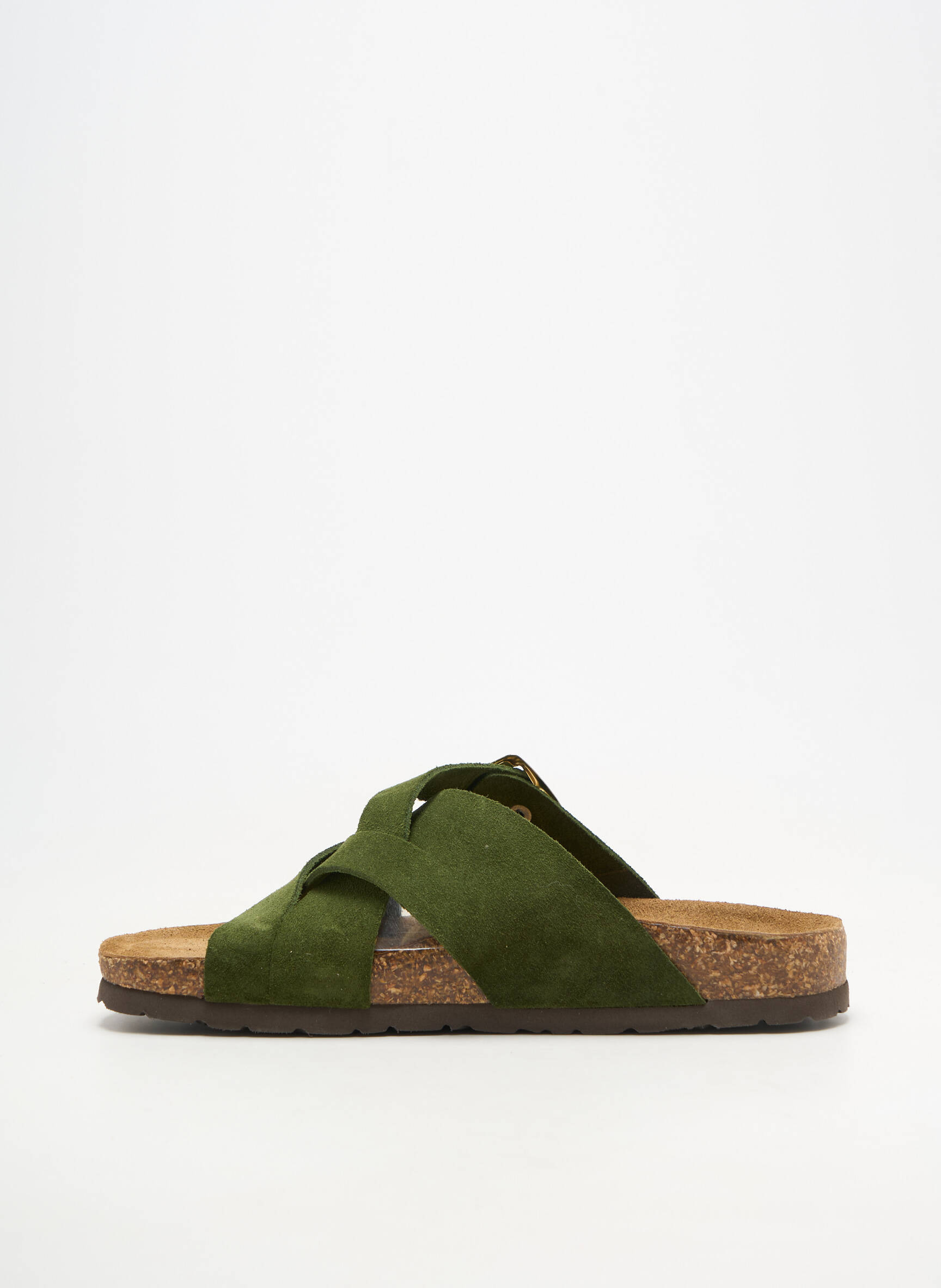 Mules/sabots bout ouvert talon plat jusqu'à 3cm vert ALENOA femme
