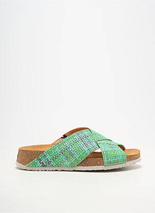 Mules/sabots matière lisse talon de 4 à 6cm vert THINK! femme
