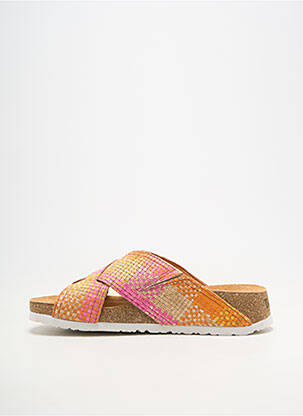 Mules/sabots matière lisse talon de 4 à 6cm orange THINK! femme
