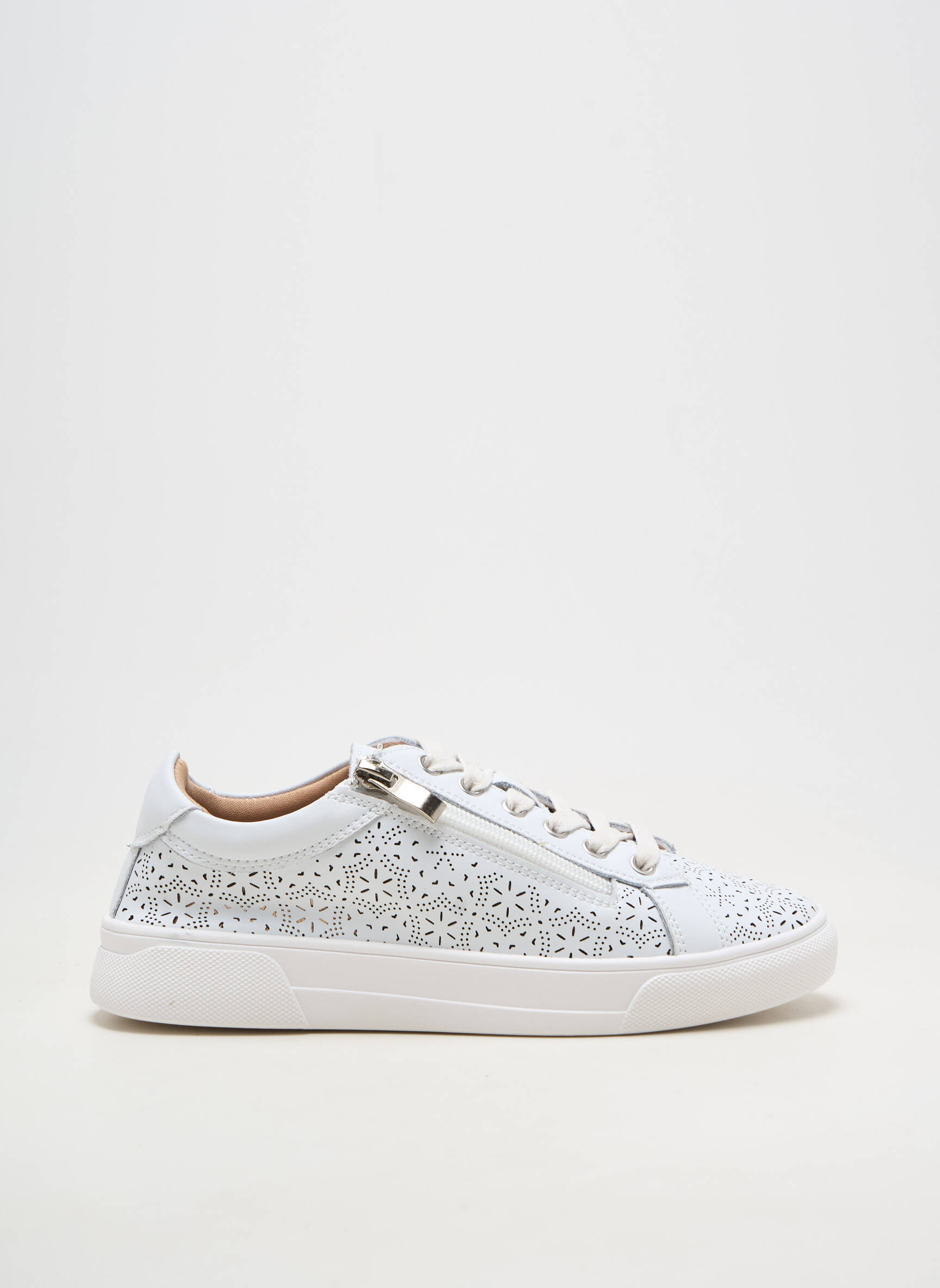 Baskets matière lisse talon plat jusqu'à 3cm blanc ALENOA femme