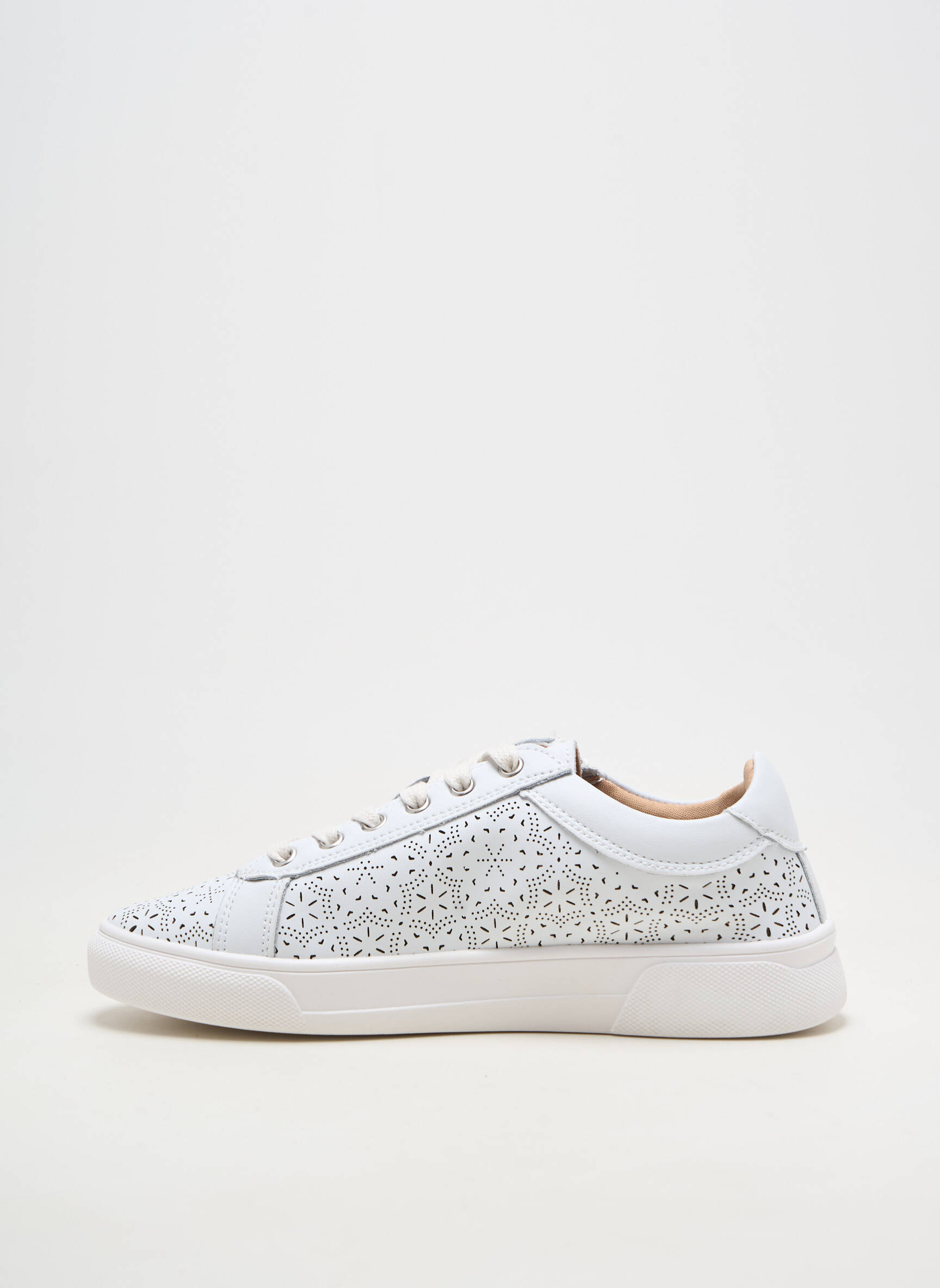 Baskets matière lisse talon plat jusqu'à 3cm blanc ALENOA femme