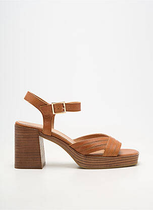 Sandales/nu pieds matière lisse talon de 7 à 9cm marron EMILIE KARSTON femme