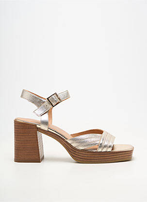Sandales/nu pieds matière lisse talon de 7 à 9cm or EMILIE KARSTON femme