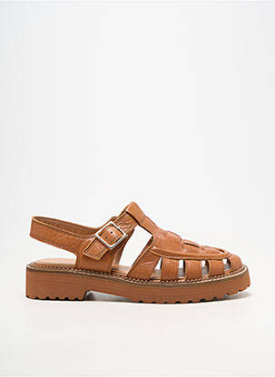 Sandales/nu pieds matière lisse talon de 4 à 6cm marron EMILIE KARSTON femme