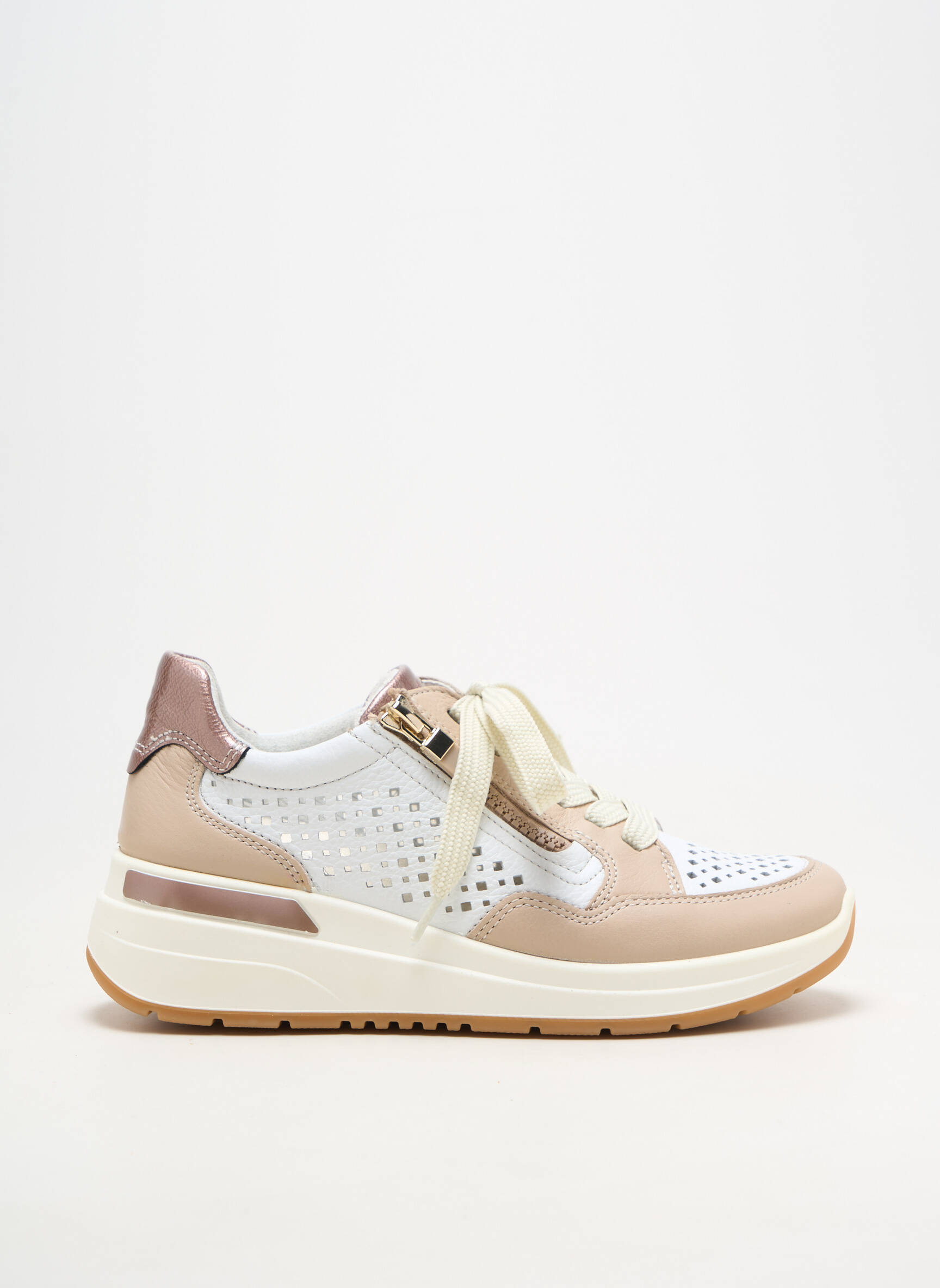 Baskets matière lisse talon de 4 à 6cm blanc ARA femme