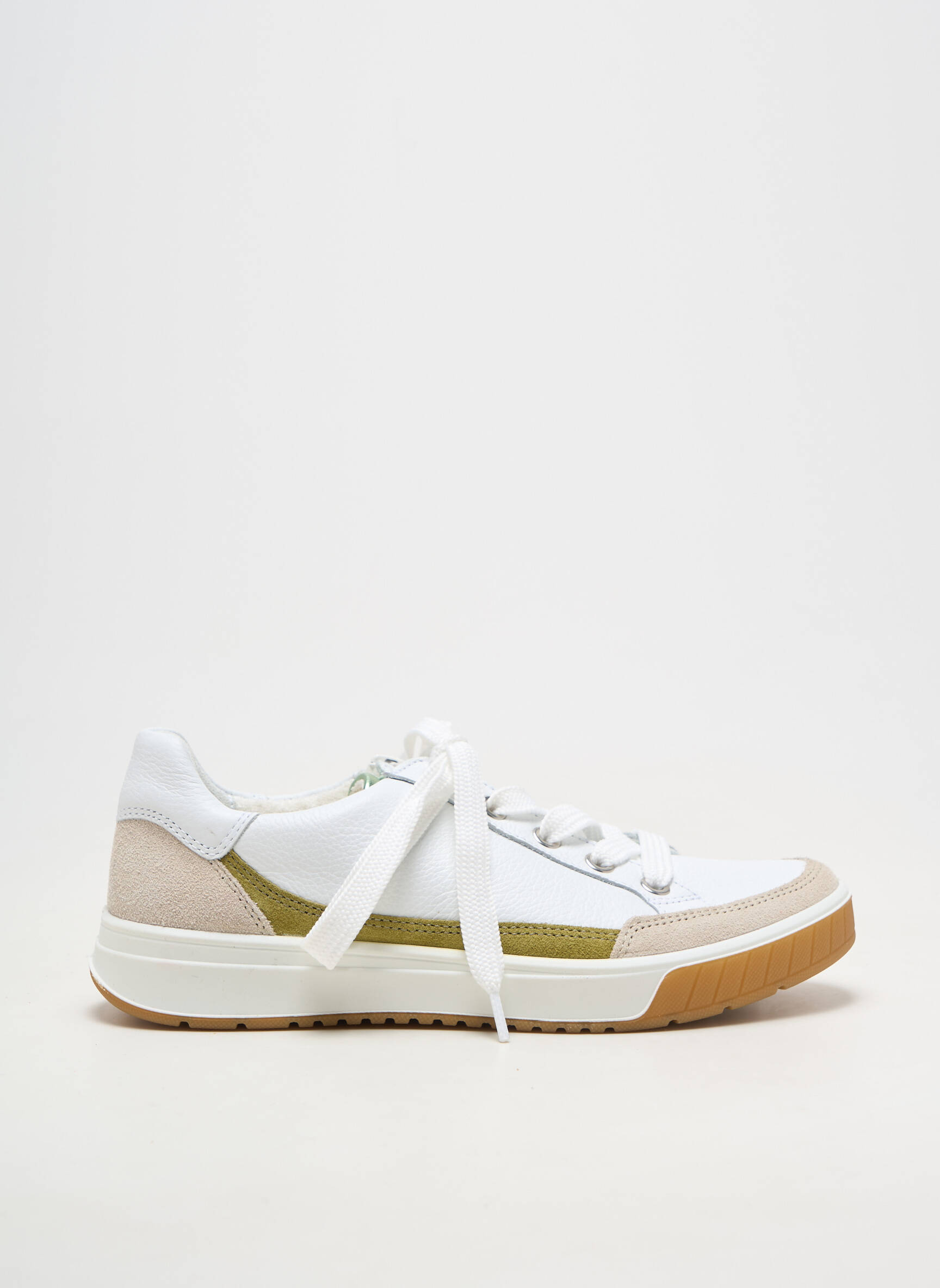 Baskets matière lisse talon plat jusqu'à 3cm blanc ARA femme