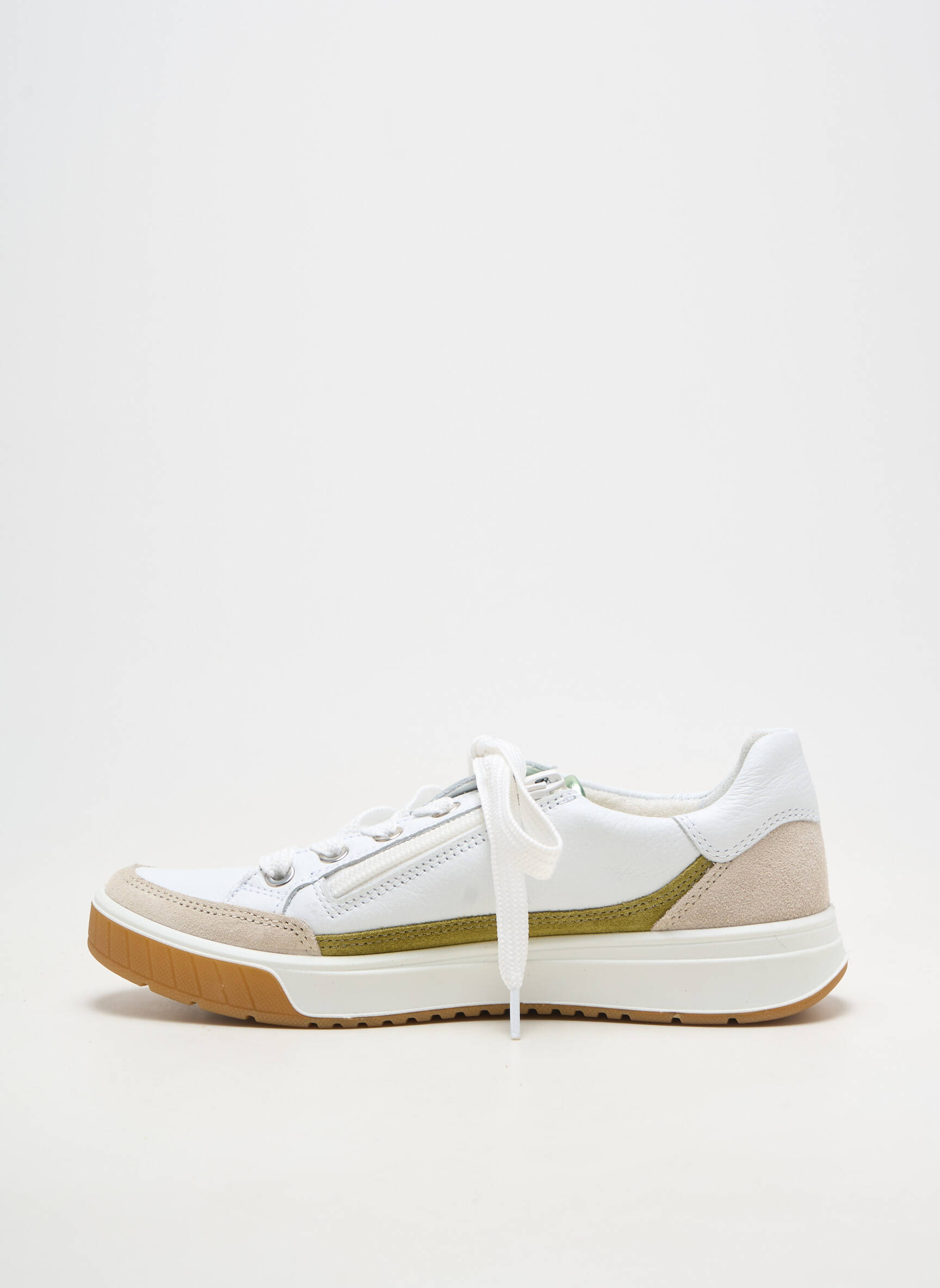 Baskets matière lisse talon plat jusqu'à 3cm blanc ARA femme