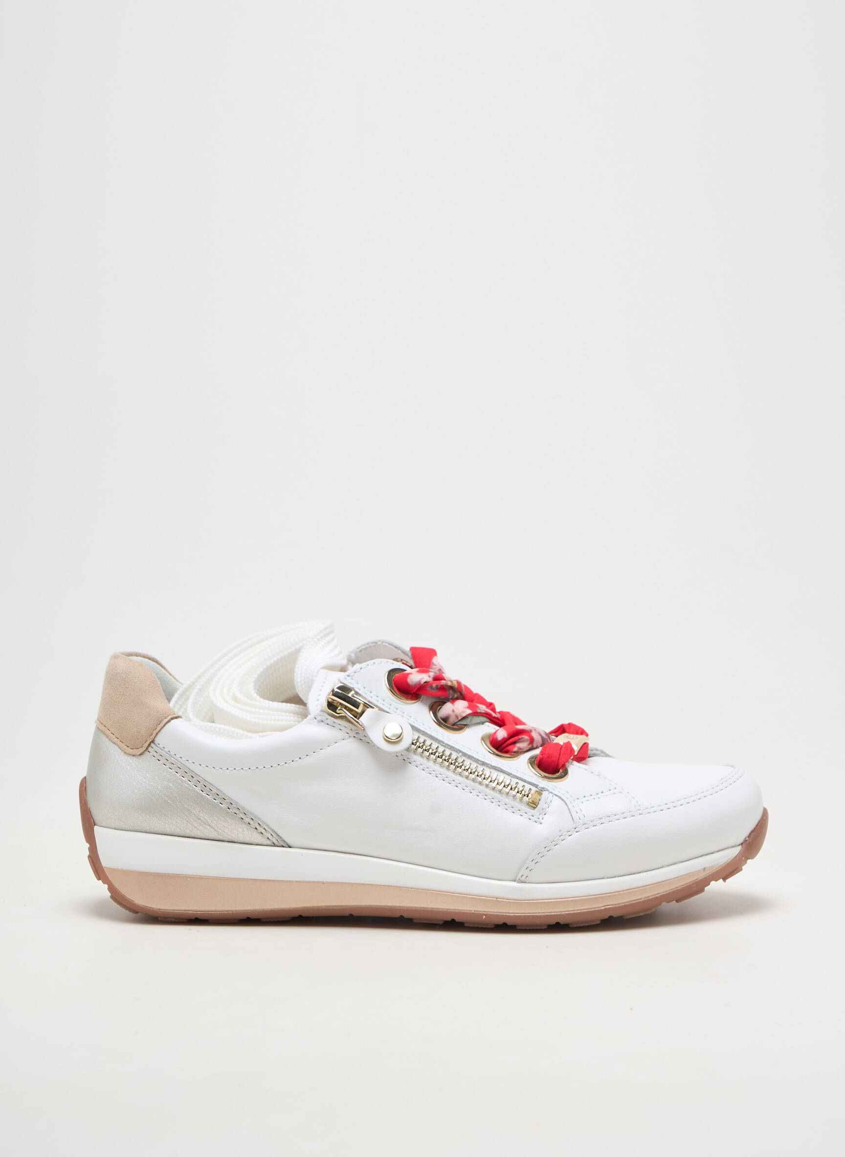Baskets matière lisse talon plat jusqu'à 3cm blanc ARA femme