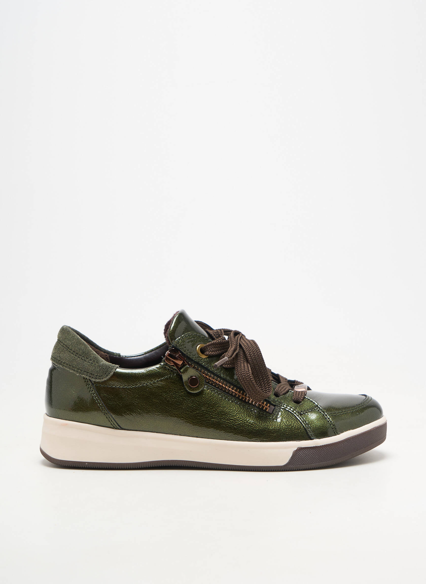 Baskets matière lisse talon plat jusqu'à 3cm vert ARA femme