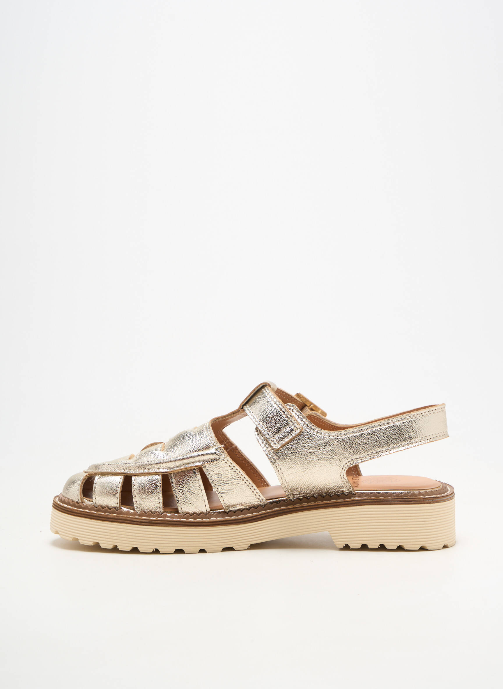 Sandales/nu pieds matière lisse talon plat jusqu'à 3cm or EMILIE KARSTON femme