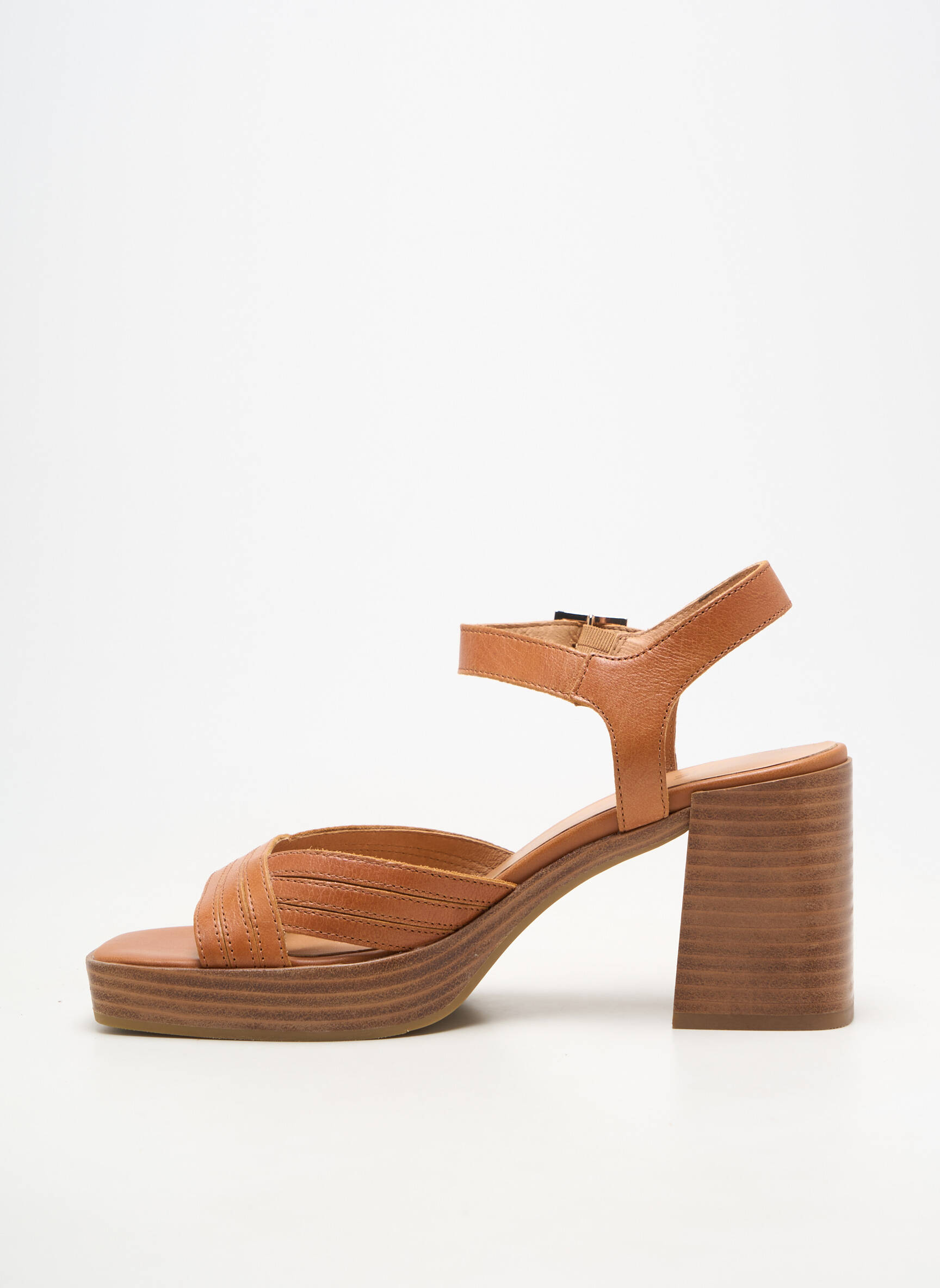 Sandales/nu pieds matière lisse talon de 7 à 9cm marron EMILIE KARSTON femme