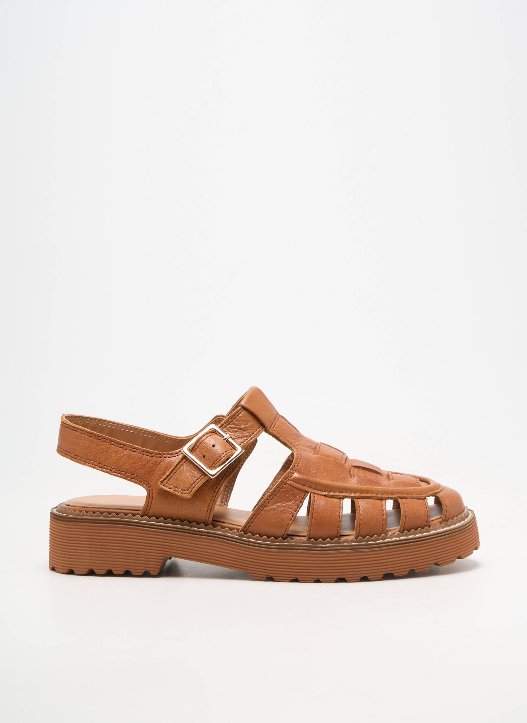 Sandales/nu pieds matière lisse talon de 4 à 6cm marron EMILIE KARSTON femme