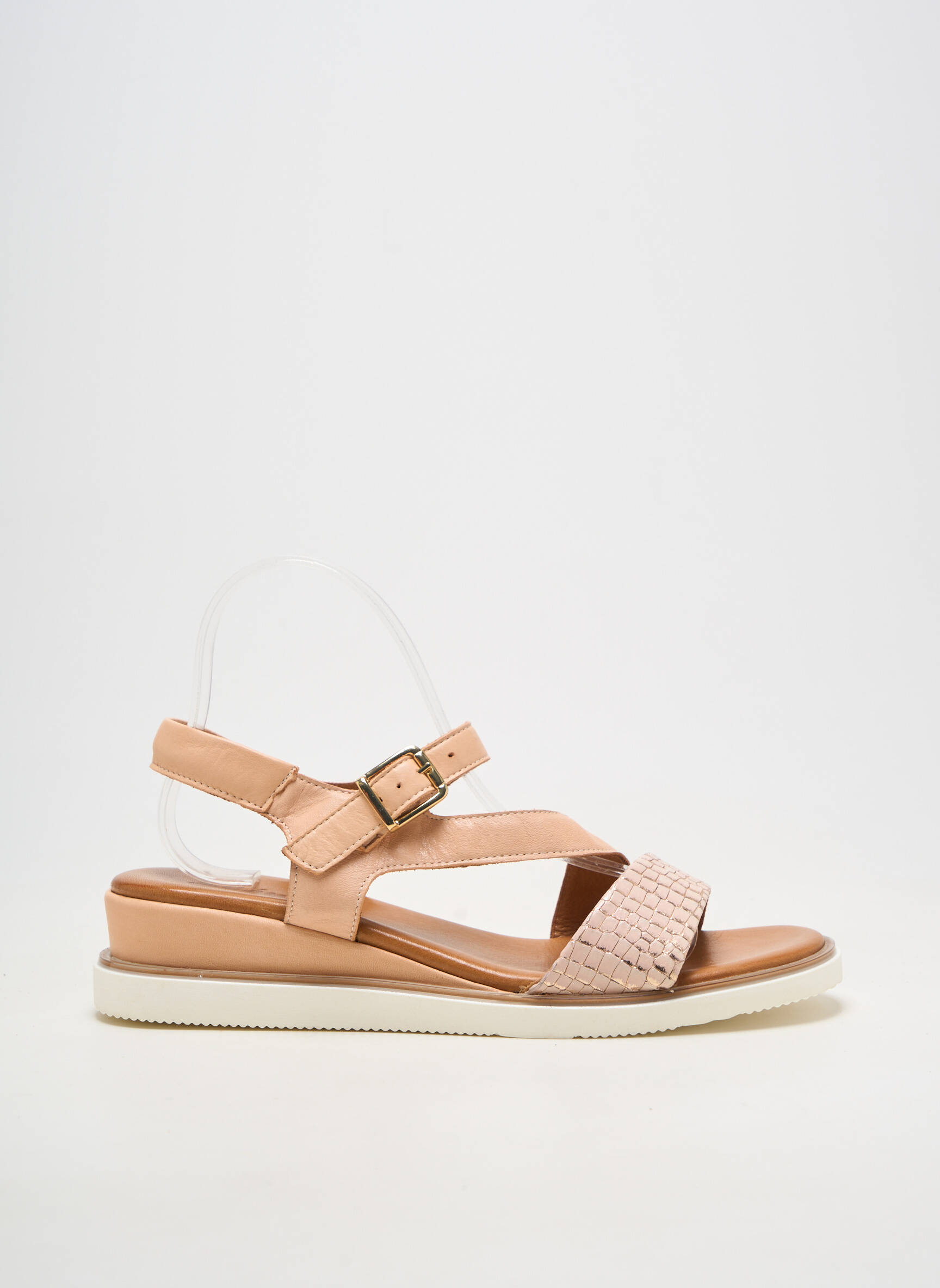 Sandales/nu pieds matière lisse talon de 4 à 6cm rose ALENOA femme