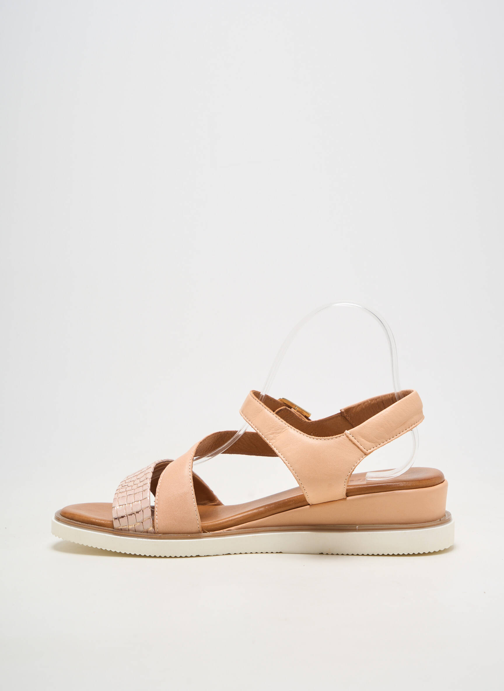 Sandales/nu pieds matière lisse talon de 4 à 6cm rose ALENOA femme