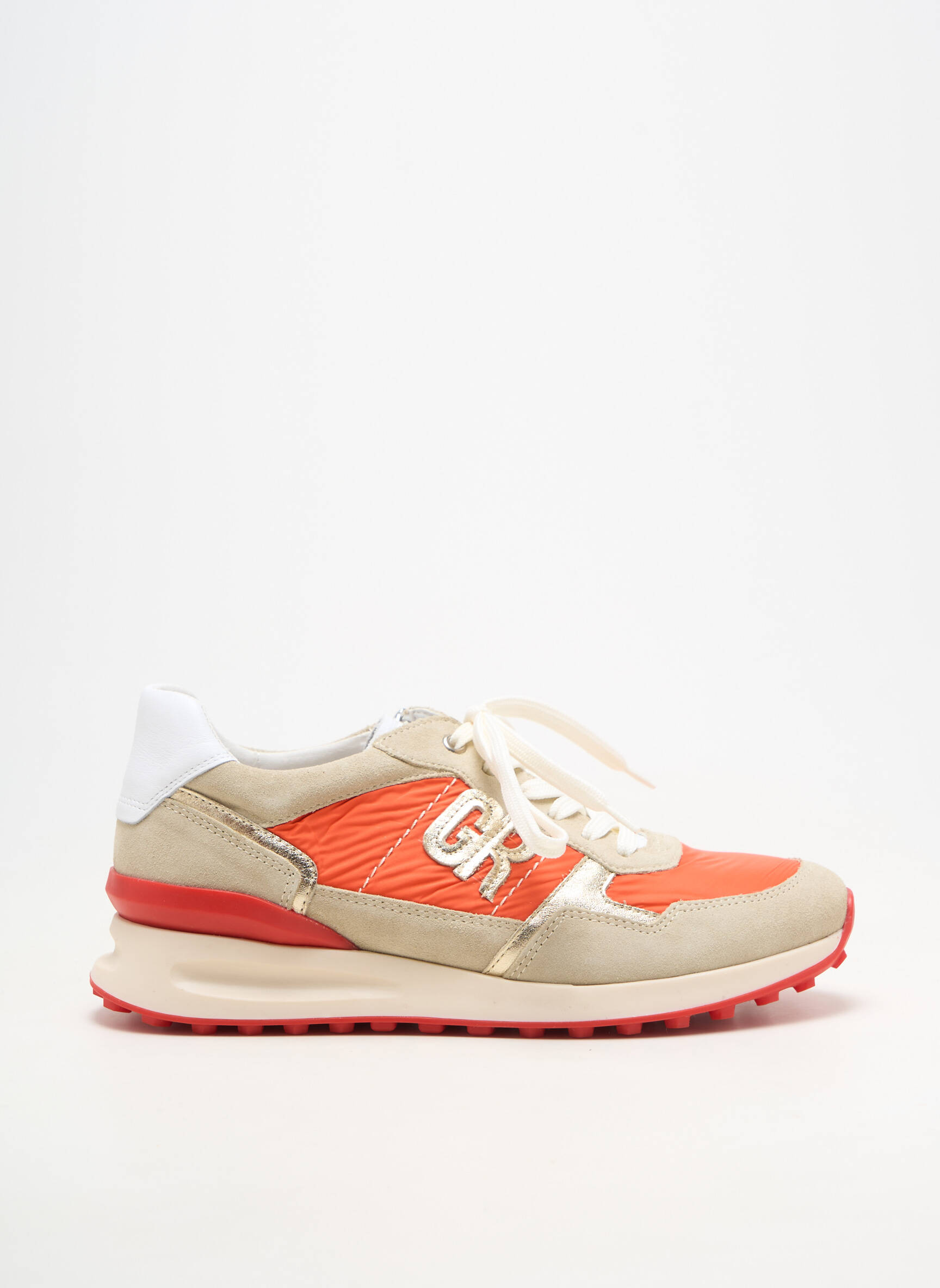 Baskets fermeture zip et lacets talon de 4 à 6cm orange GEO-REINO femme