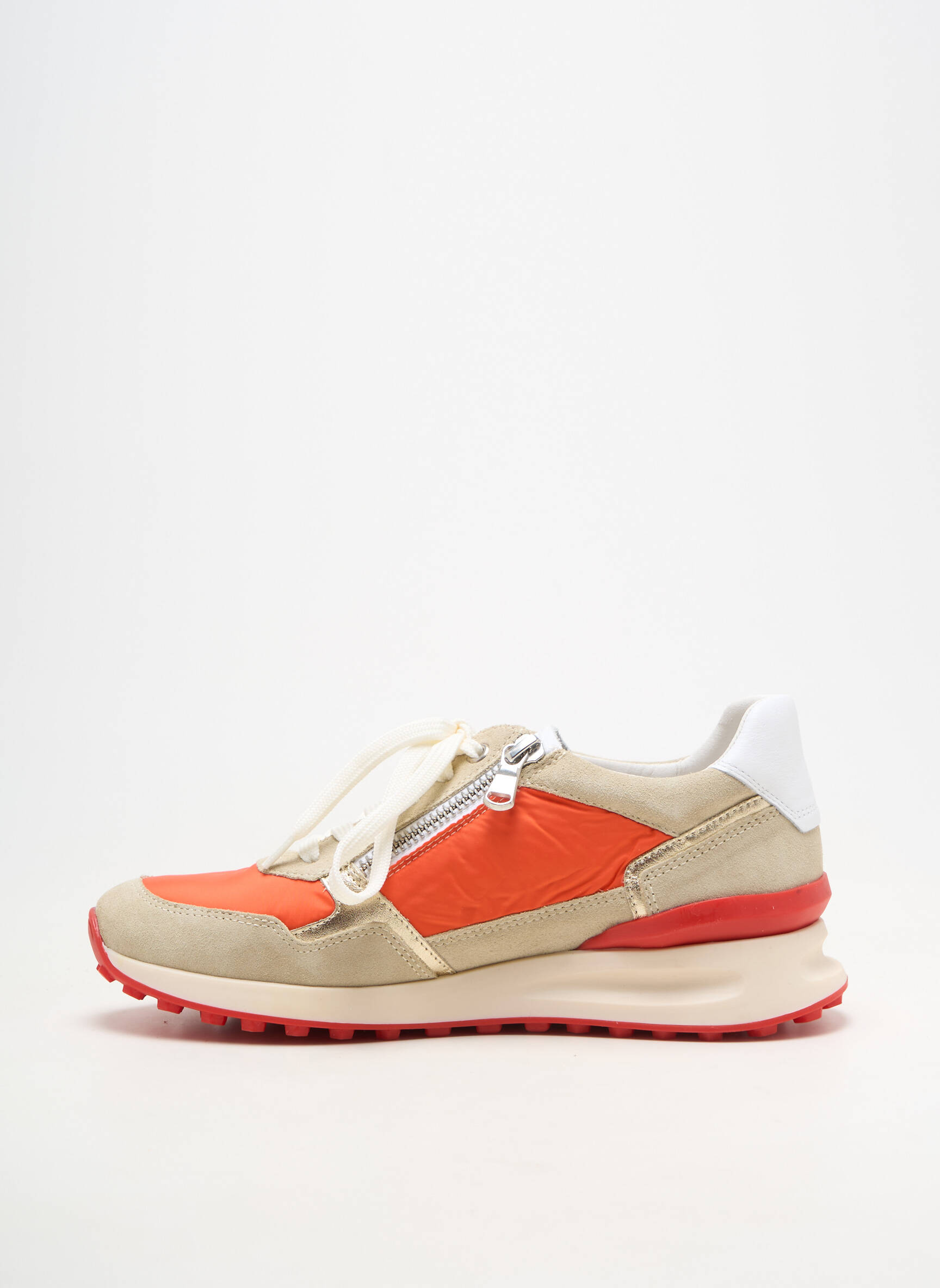 Baskets fermeture zip et lacets talon de 4 à 6cm orange GEO-REINO femme
