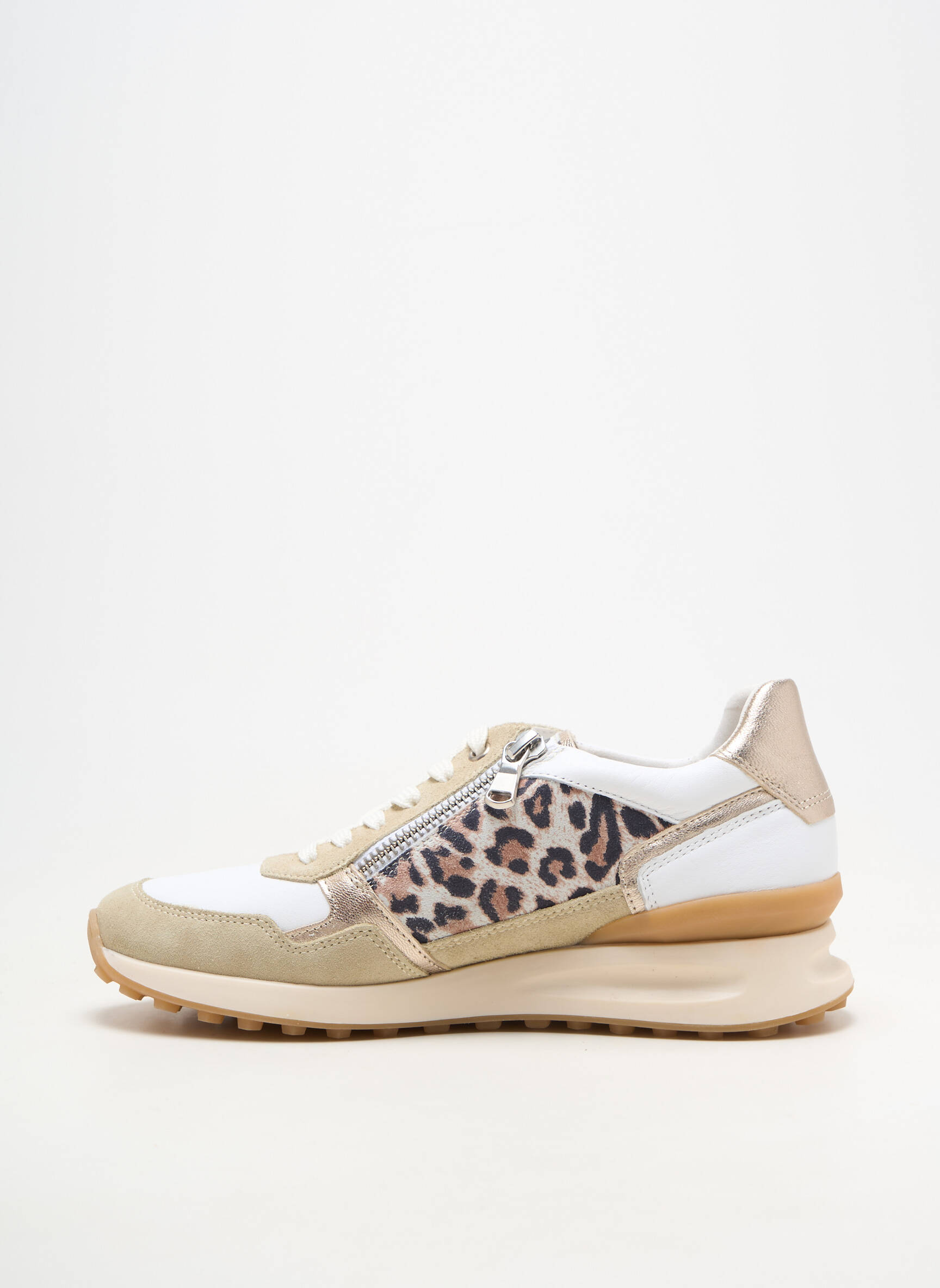 Baskets fermeture zip et lacets talon plat jusqu'à 3cm beige GEO-REINO femme