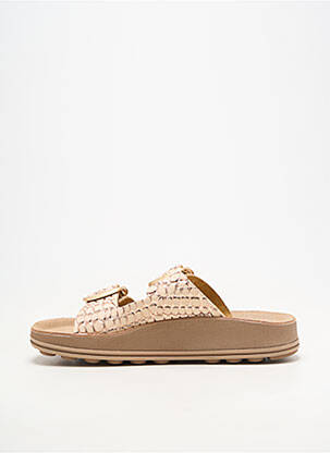 Mules/sabots bout ouvert talon plat jusqu'à 3cm beige FANTASY SANDALS femme