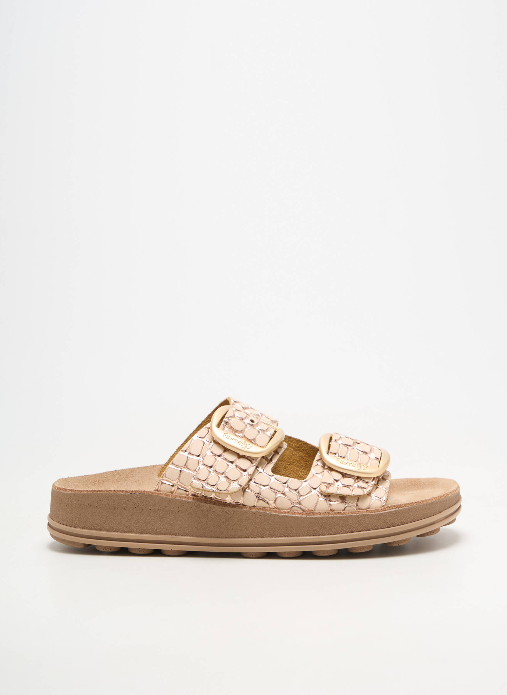 Mules/sabots bout ouvert talon plat jusqu'à 3cm beige FANTASY SANDALS femme