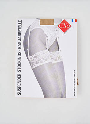 Bas tissage dentelle beige CLIO femme