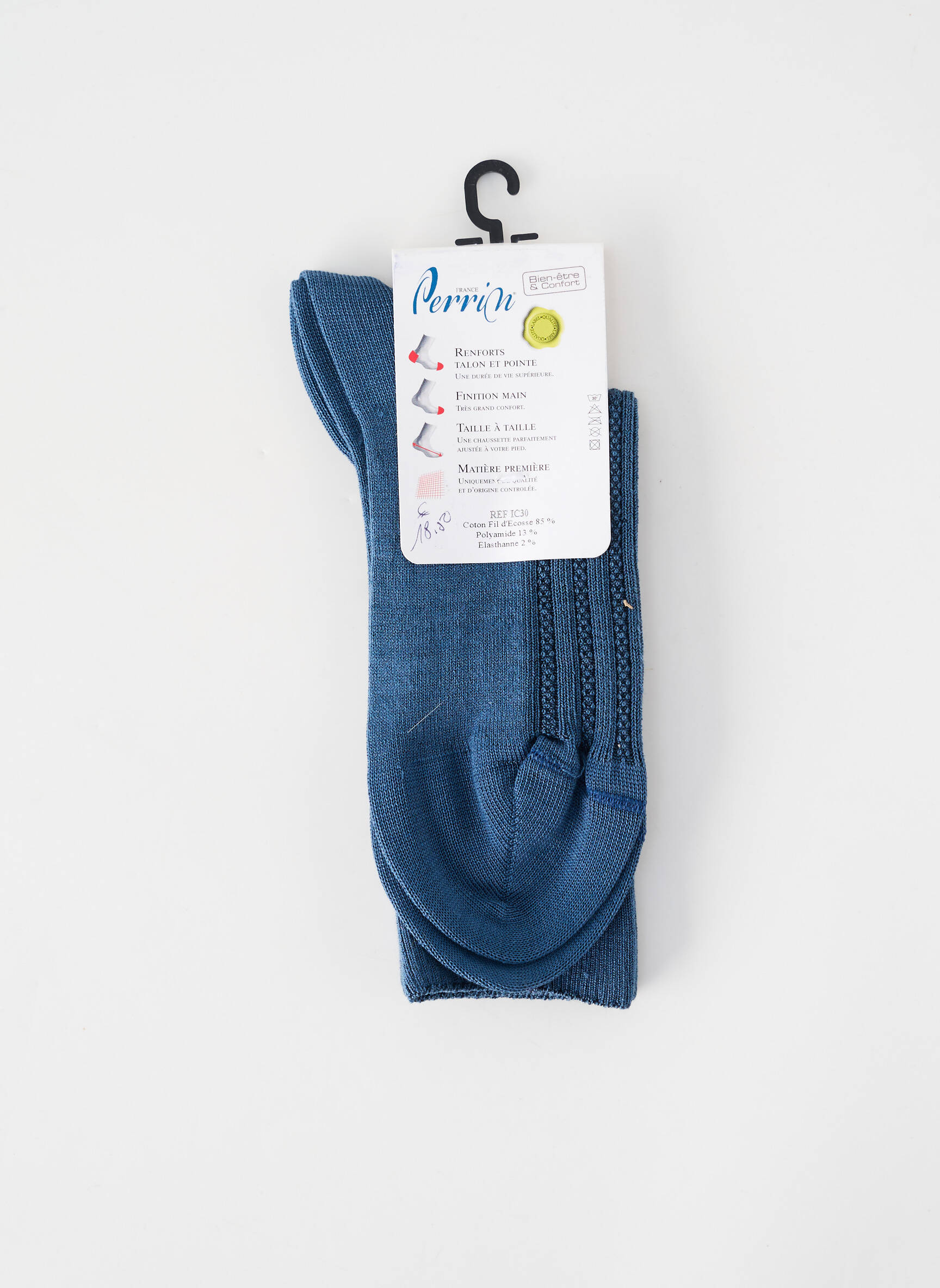 Chaussettes stretch bleu PERRIN homme