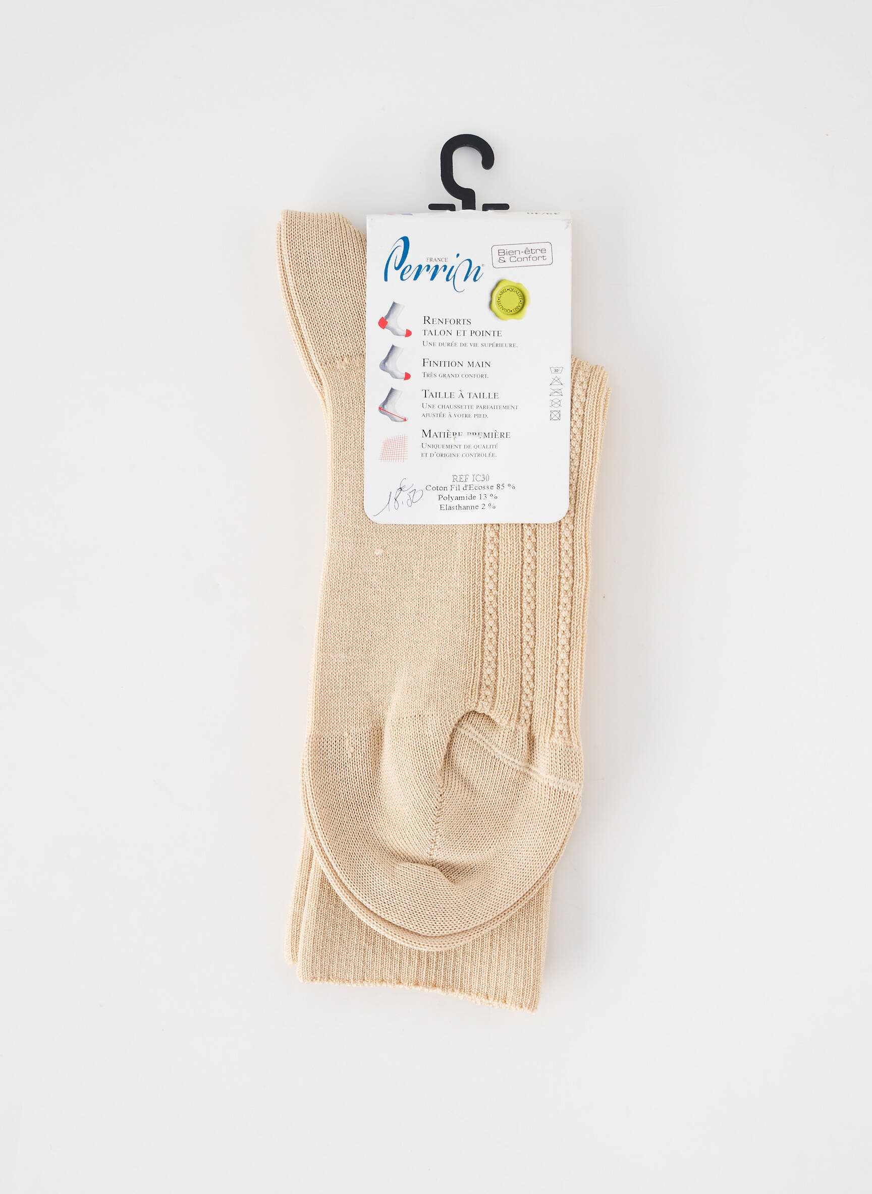 Chaussettes stretch beige PERRIN homme