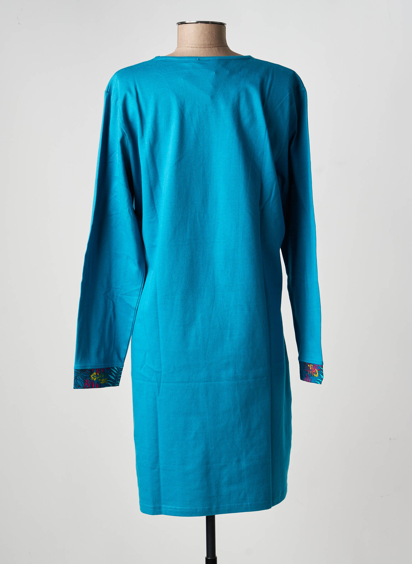 Chemise de nuit sérigraphie bleu ROSE POMME femme